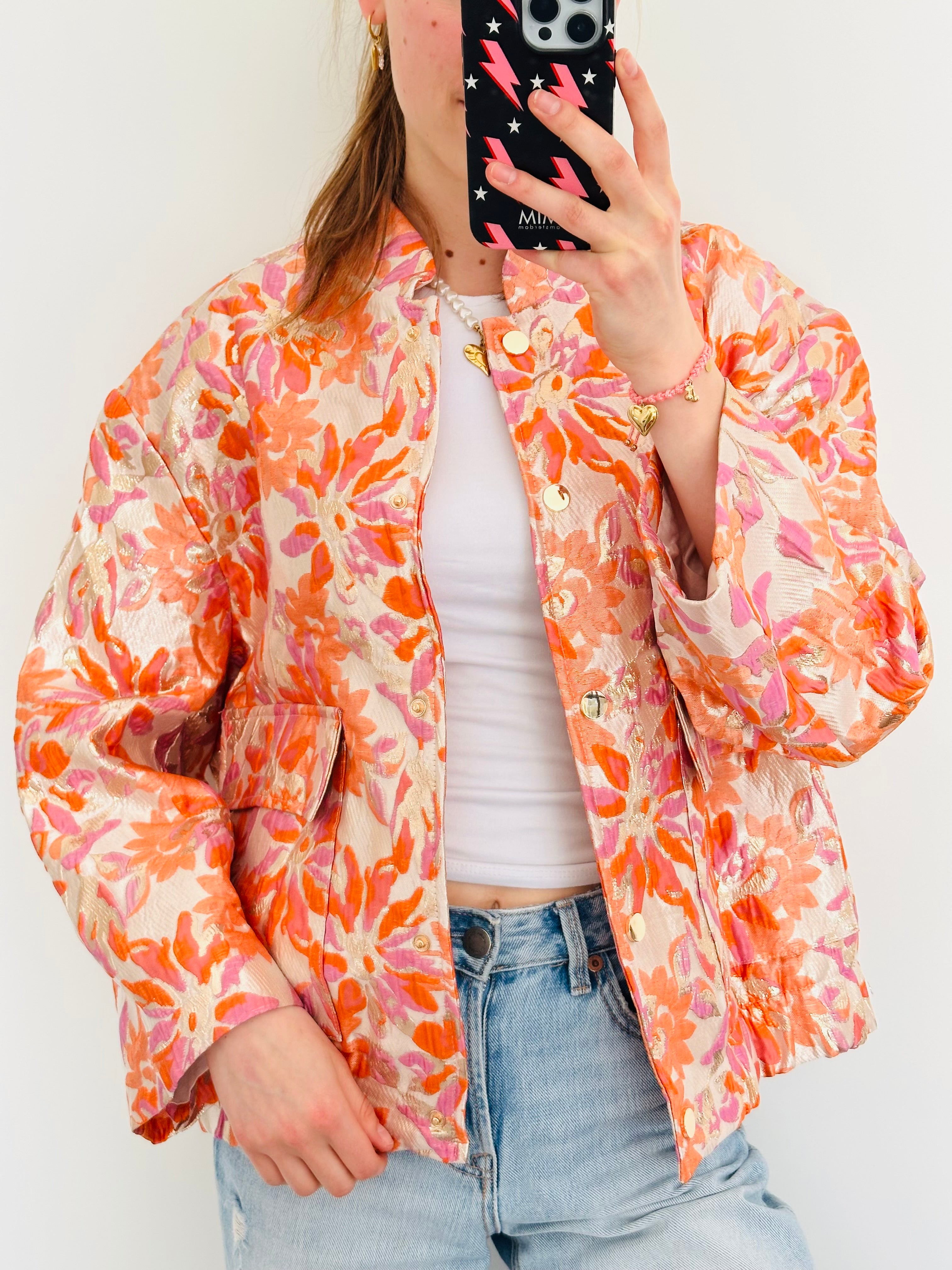 Limited flower jacket oranje roze