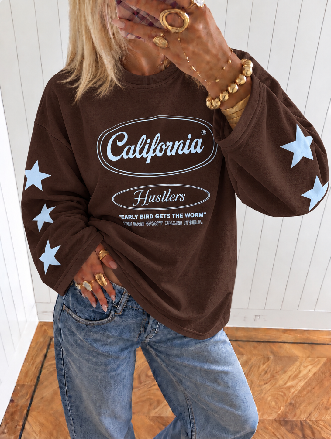 California sweatshirt brown blue
