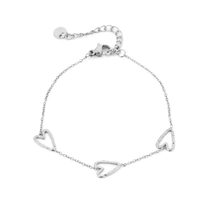 3 hartjes armband zilver