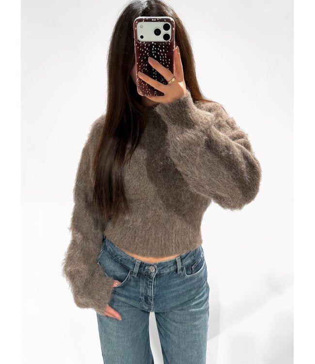Mila Fluffy trui – taupe