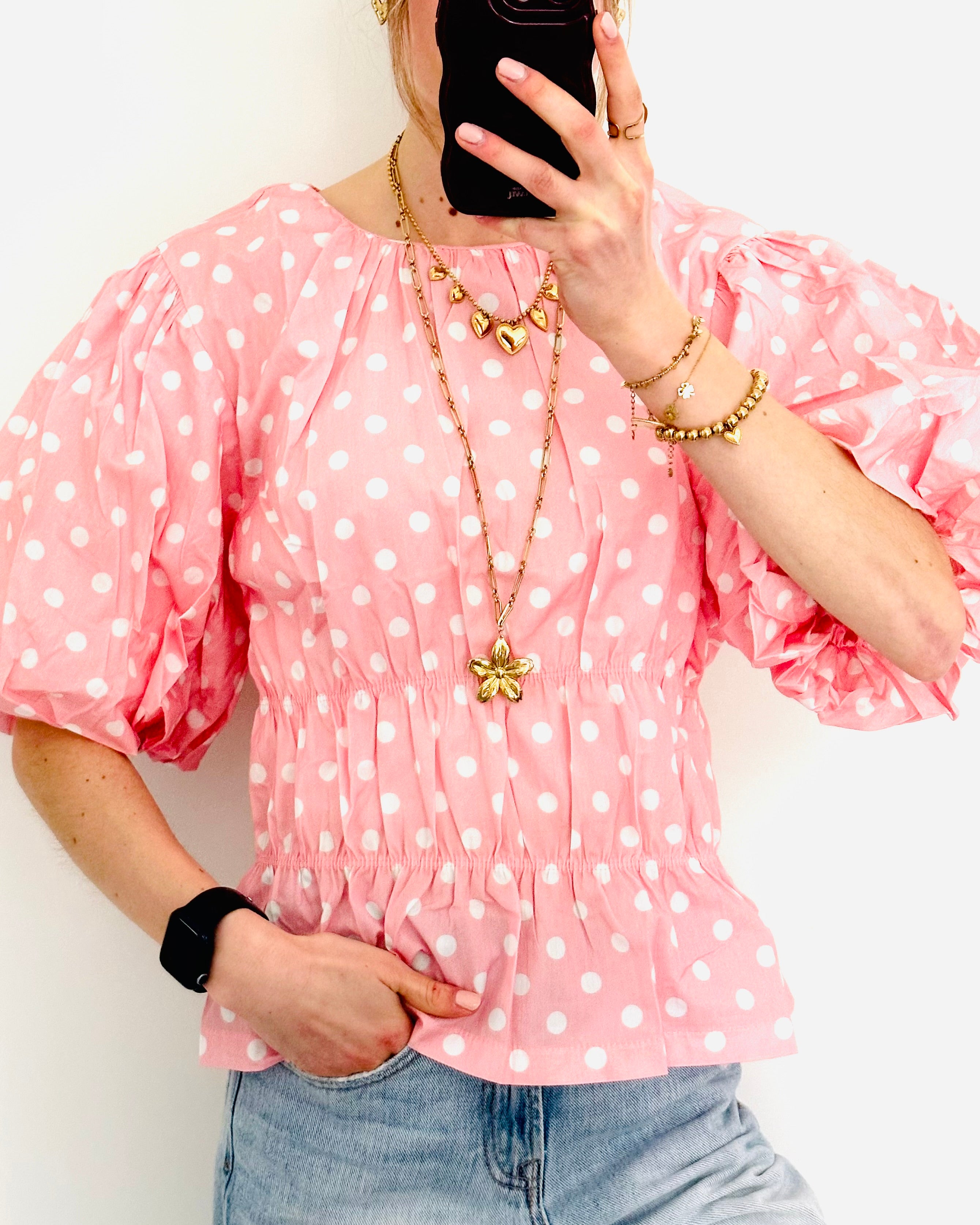Limited polka dots top pink