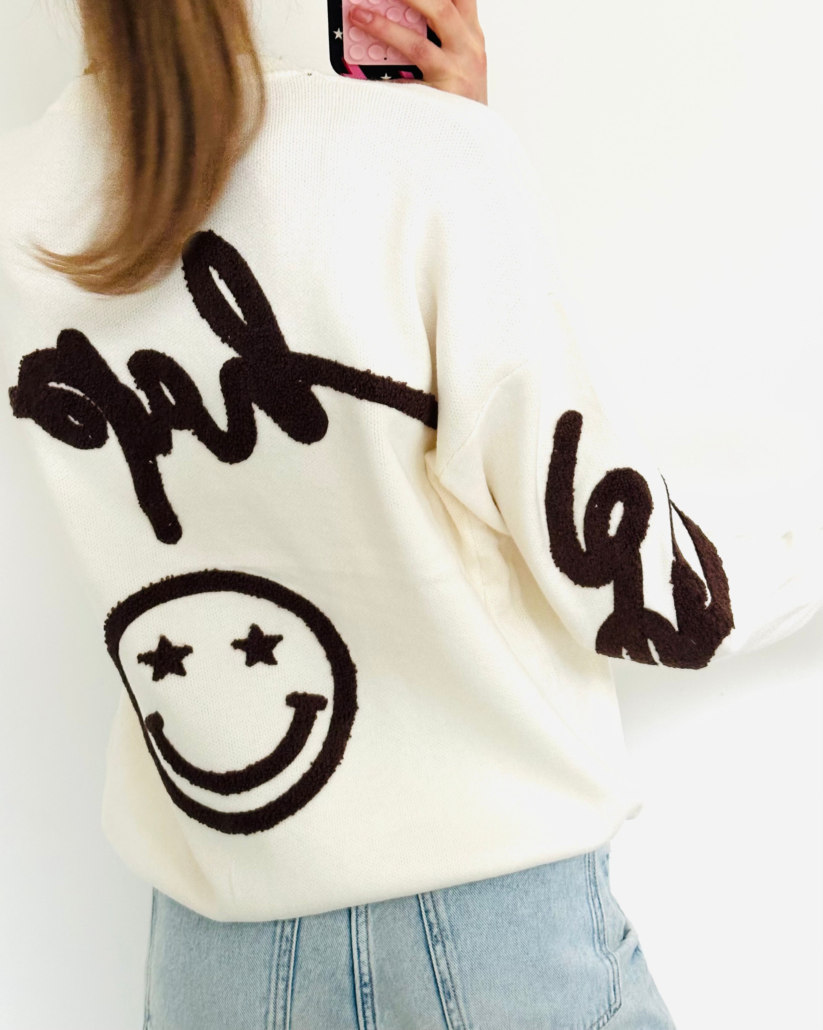 Be happy trui off white brown