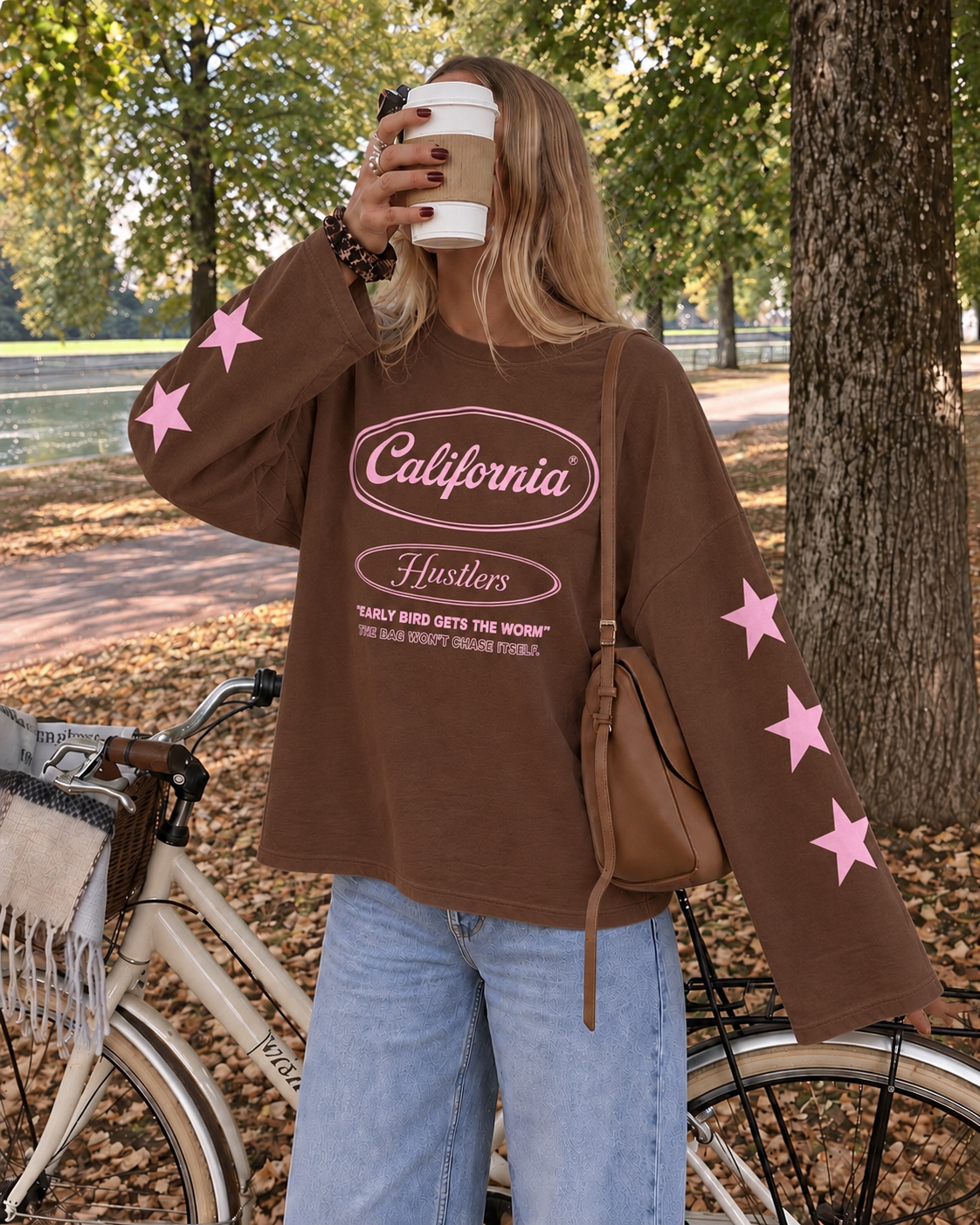 California sweatshirt brown pink