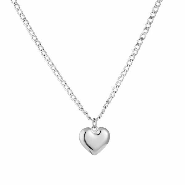 Chunky heart ketting zilver