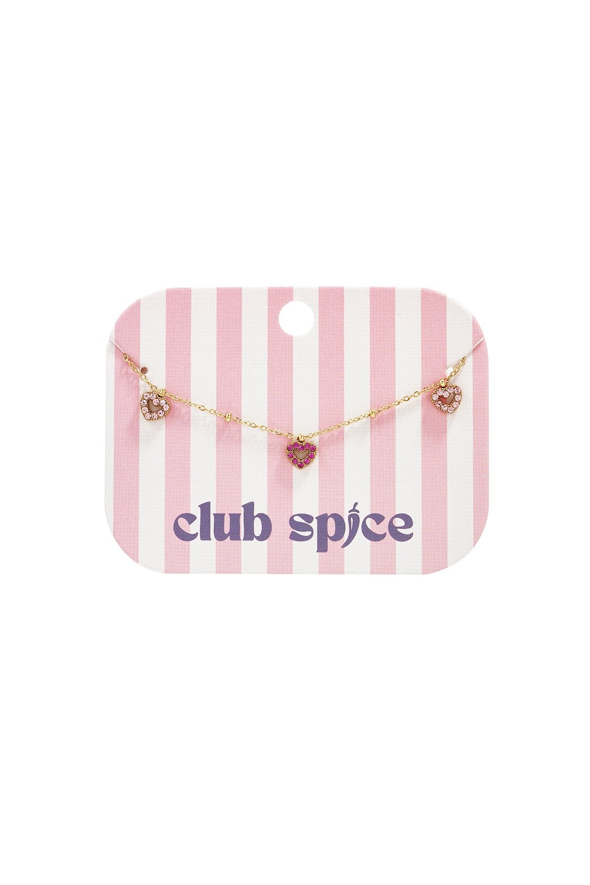 Triple heart armband shimmer goud roze