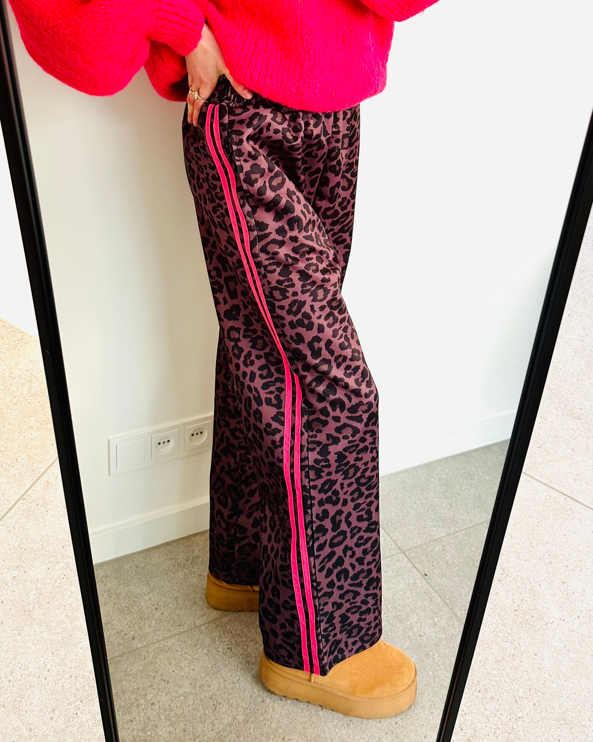 Leopard pants stripe fuchsia