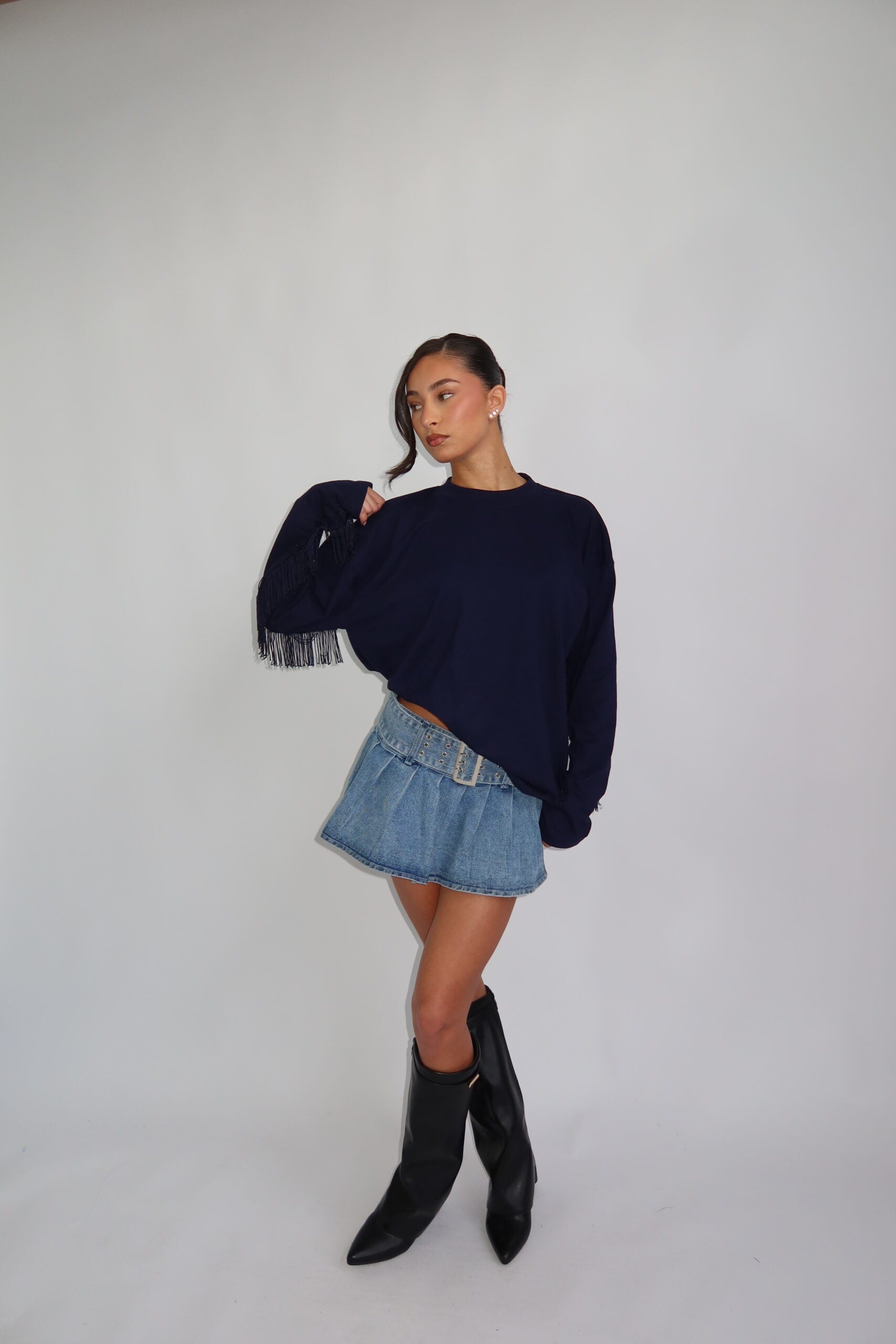 Coastal fringe longsleeve navy