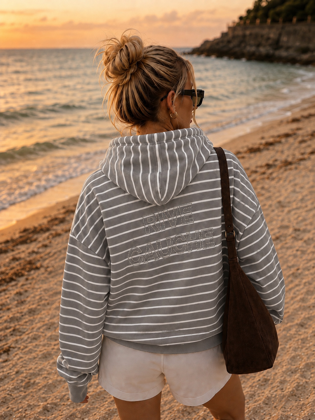 Zipper rive cauche striped grijs