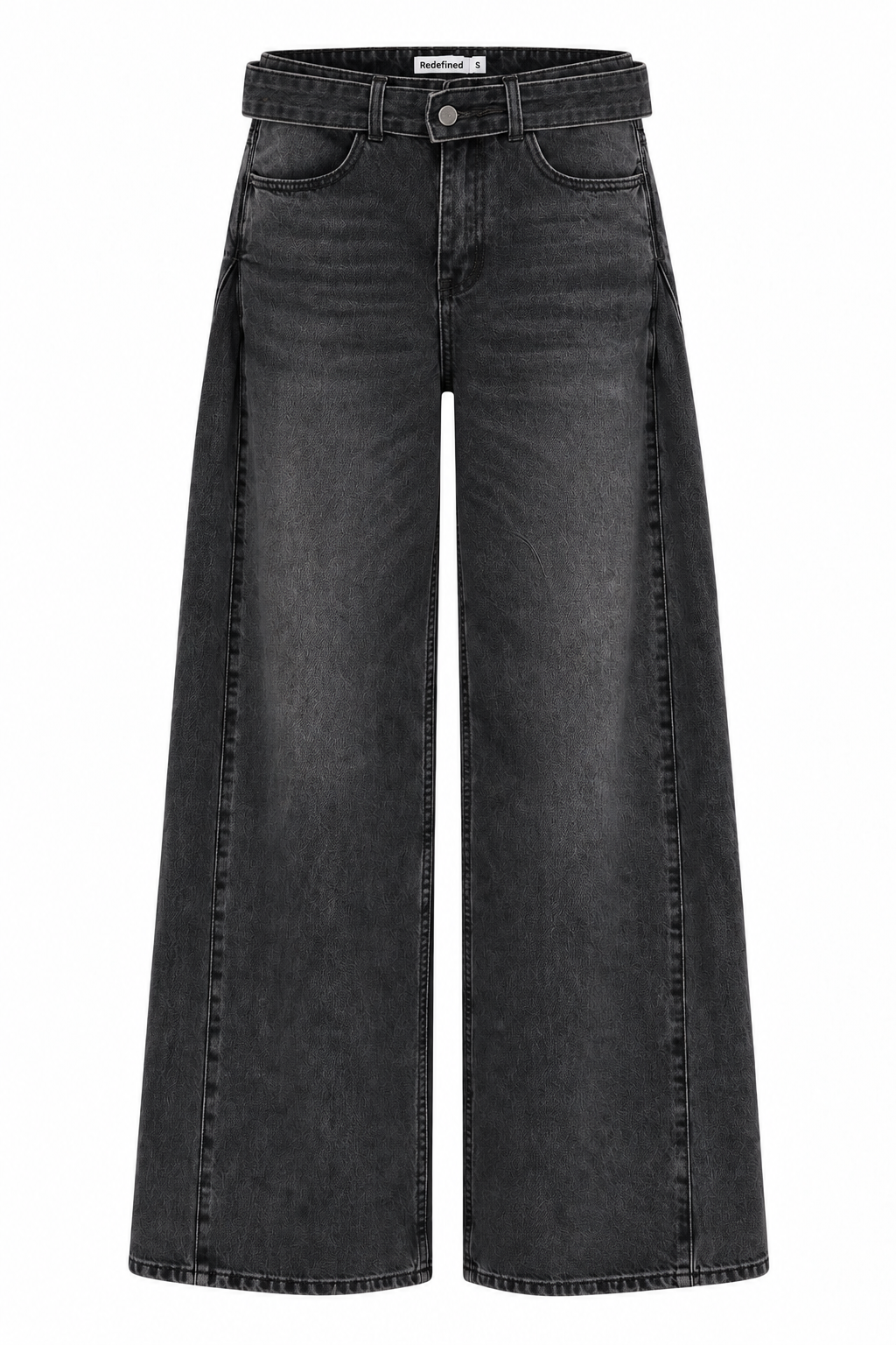 Redefined belted wide leg dark grey