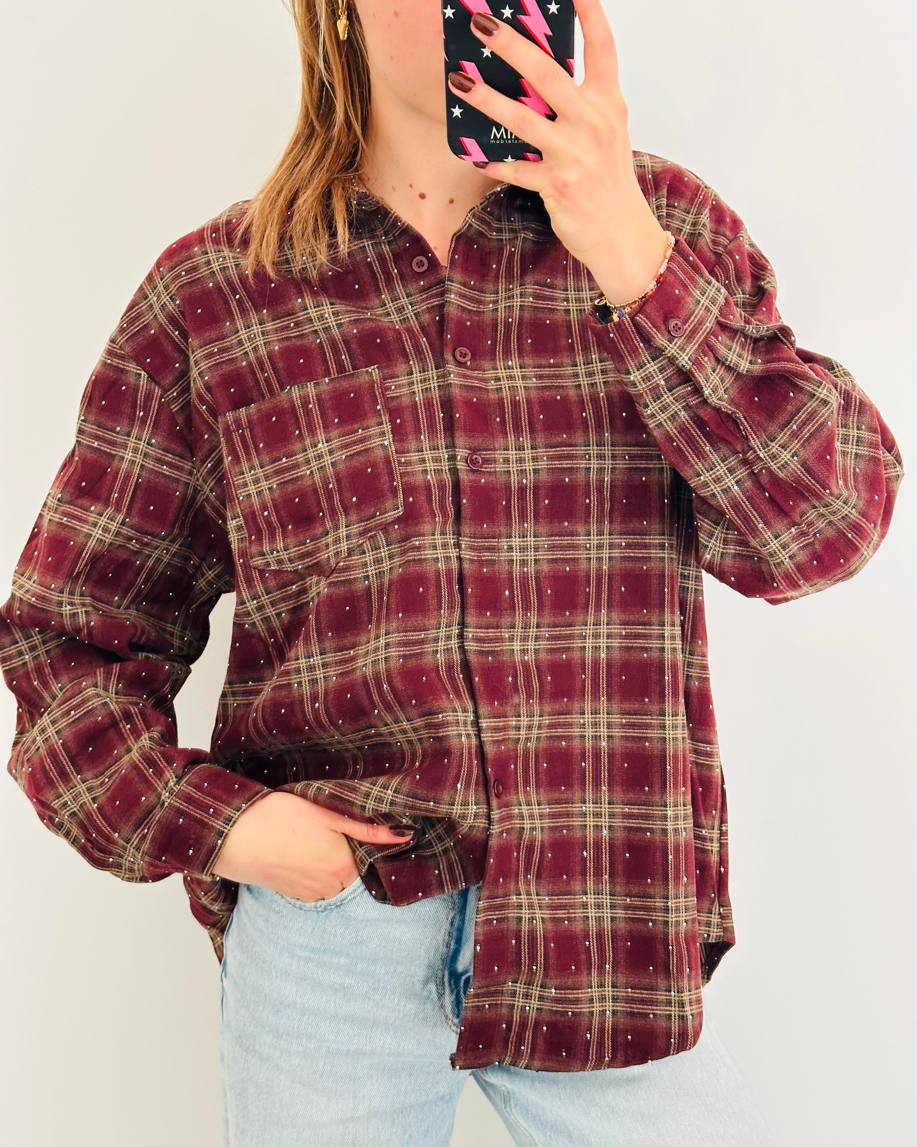 Glitter blouse Bordeaux
