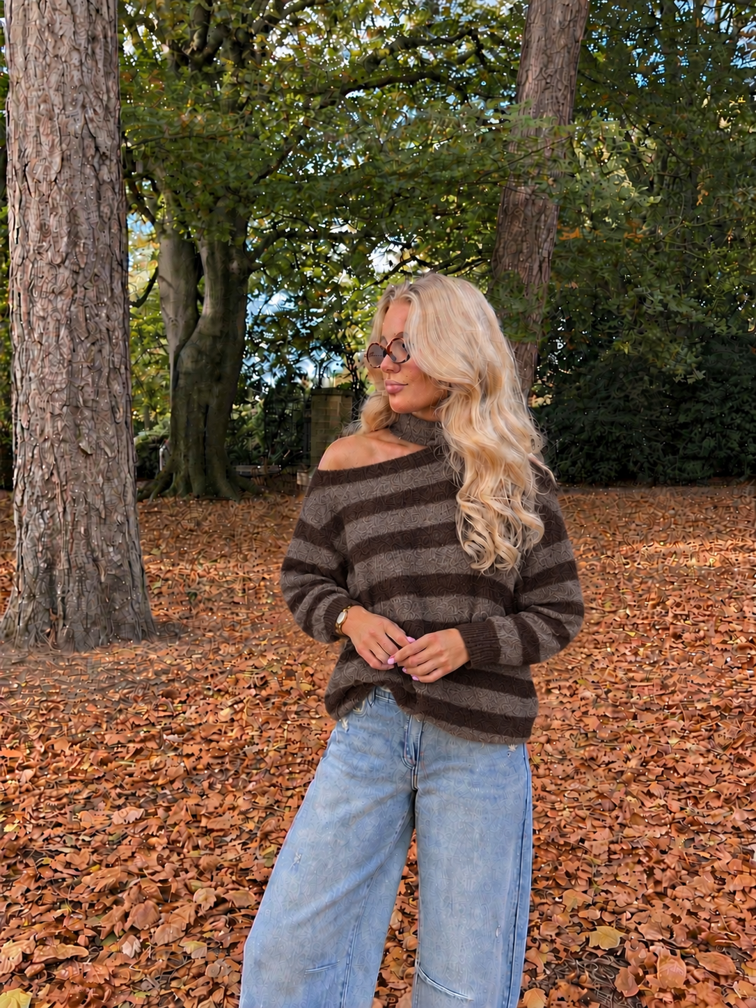 Chloé Choker Knit striped Taupe/Brown