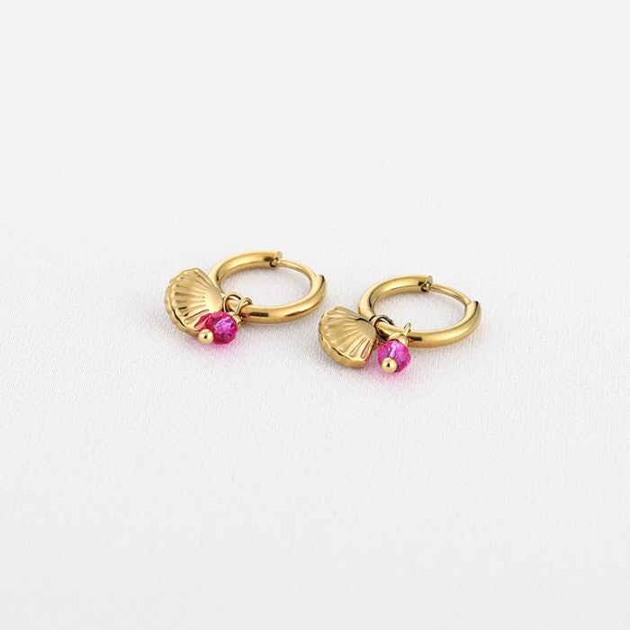 Shell oorbellen roze