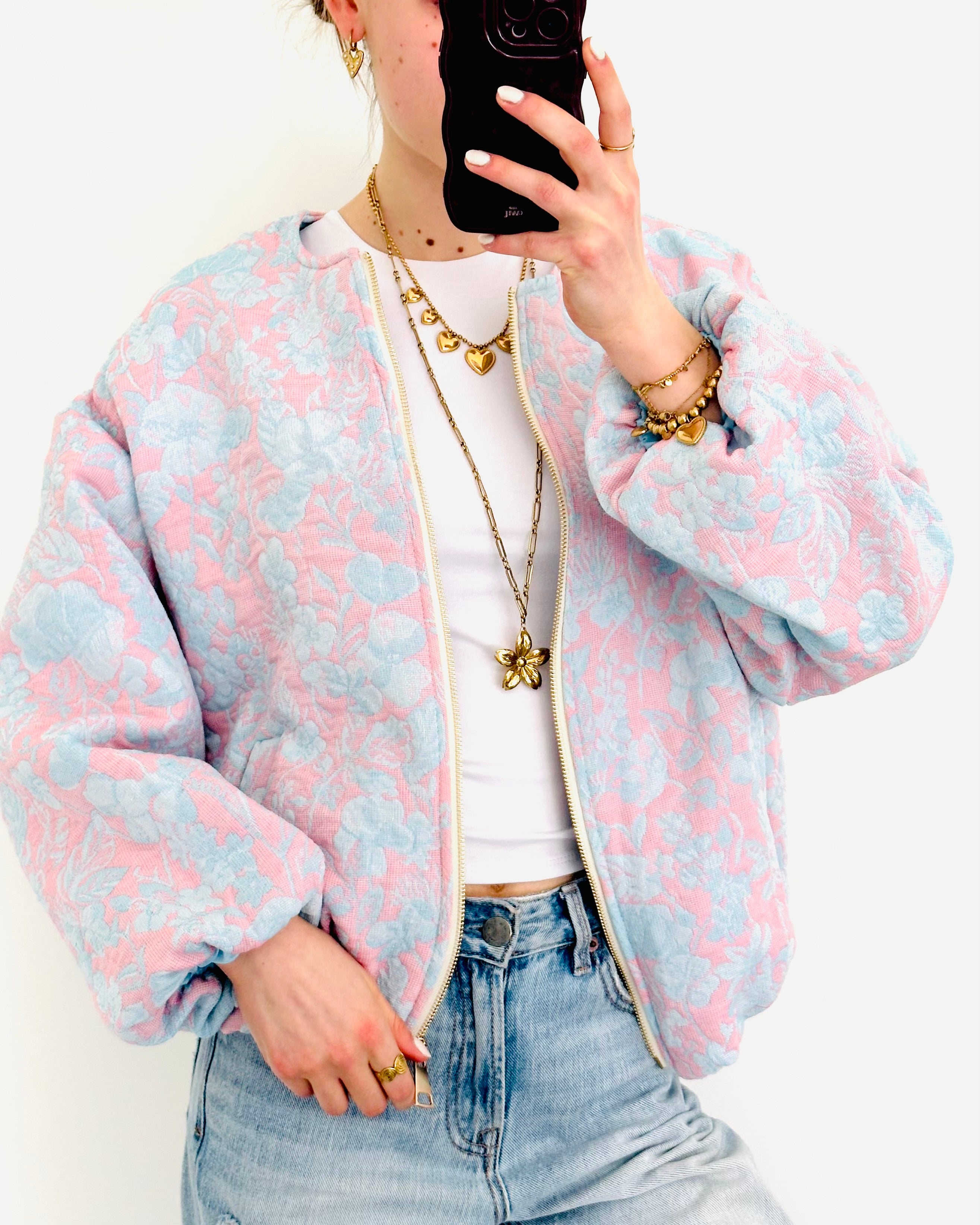 Limited flower jacket blue pink