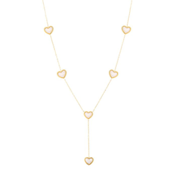 Falling heart ketting goud wit