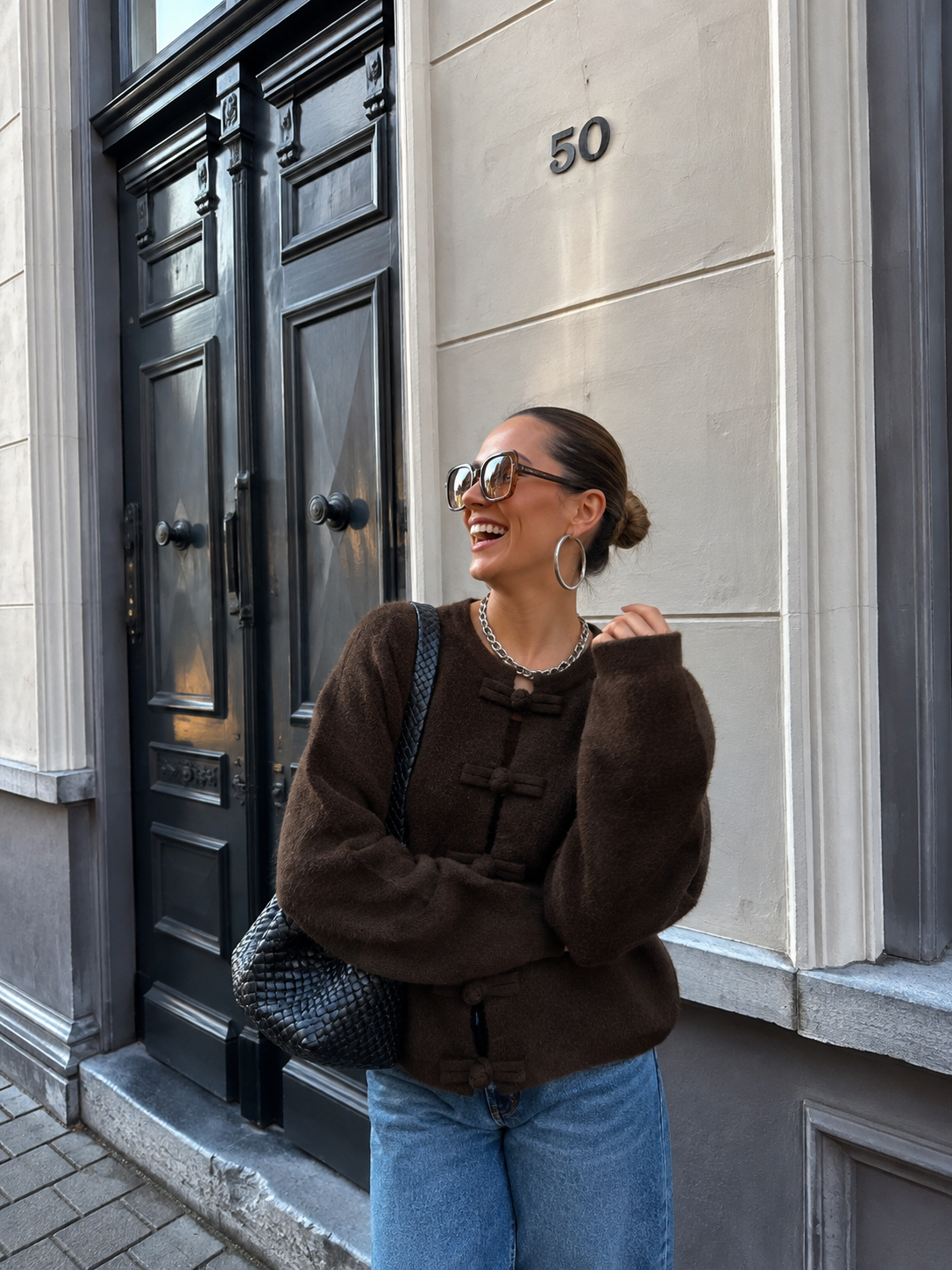 Amélie bow cardigan Brown