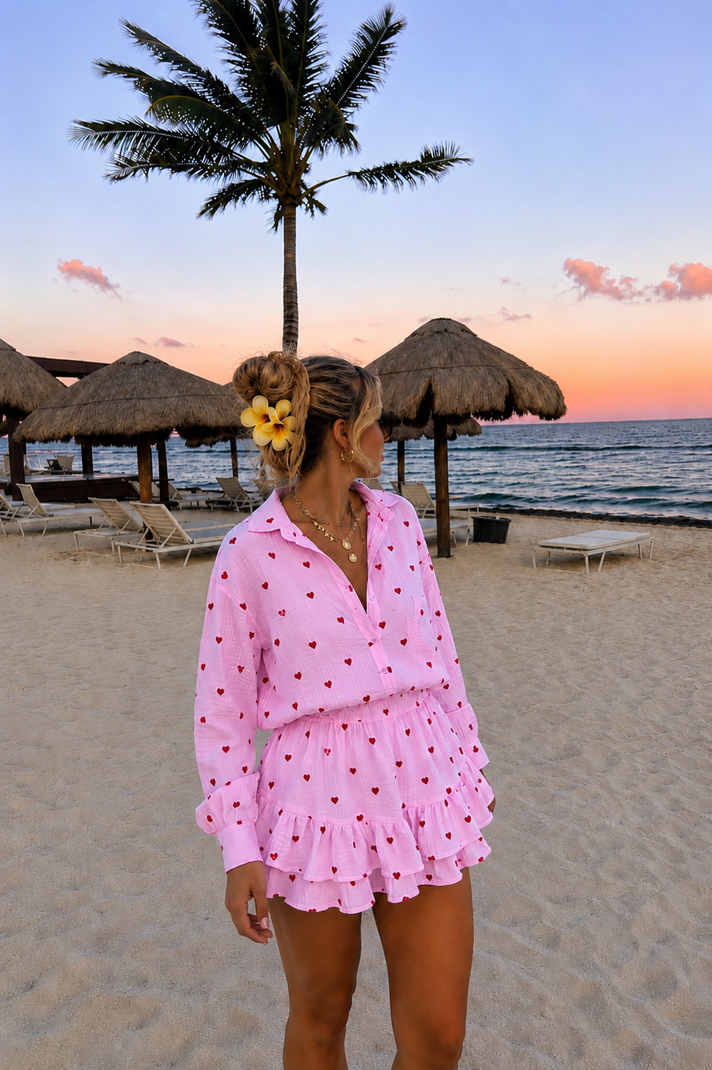 Bali blouse hearts pink