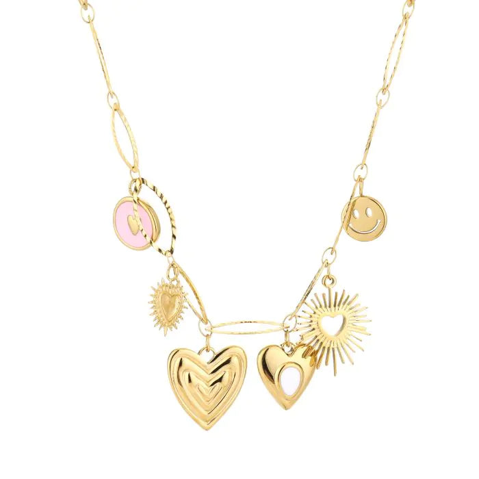 Good heart ketting goud roze