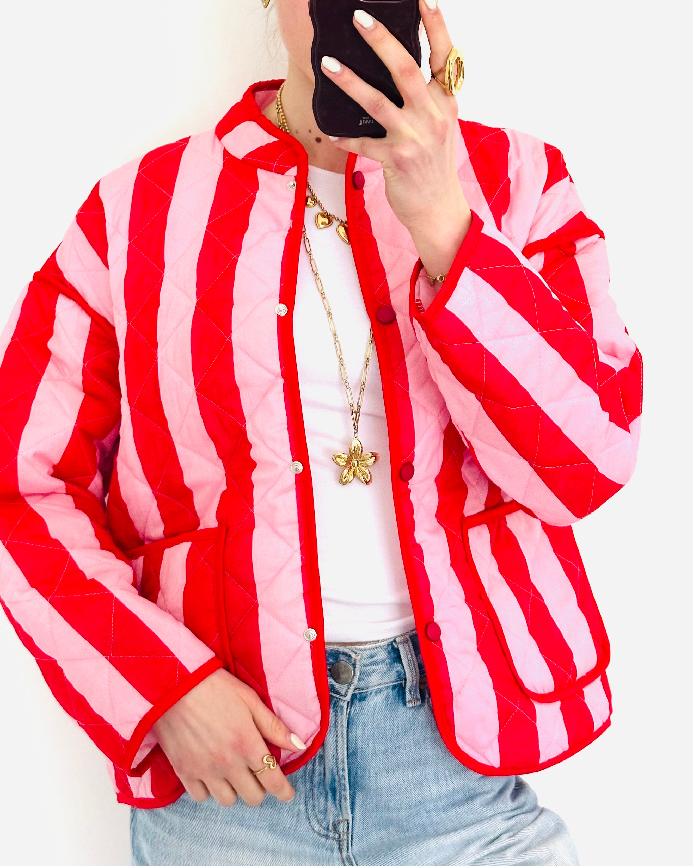 Stripe jacket red pink