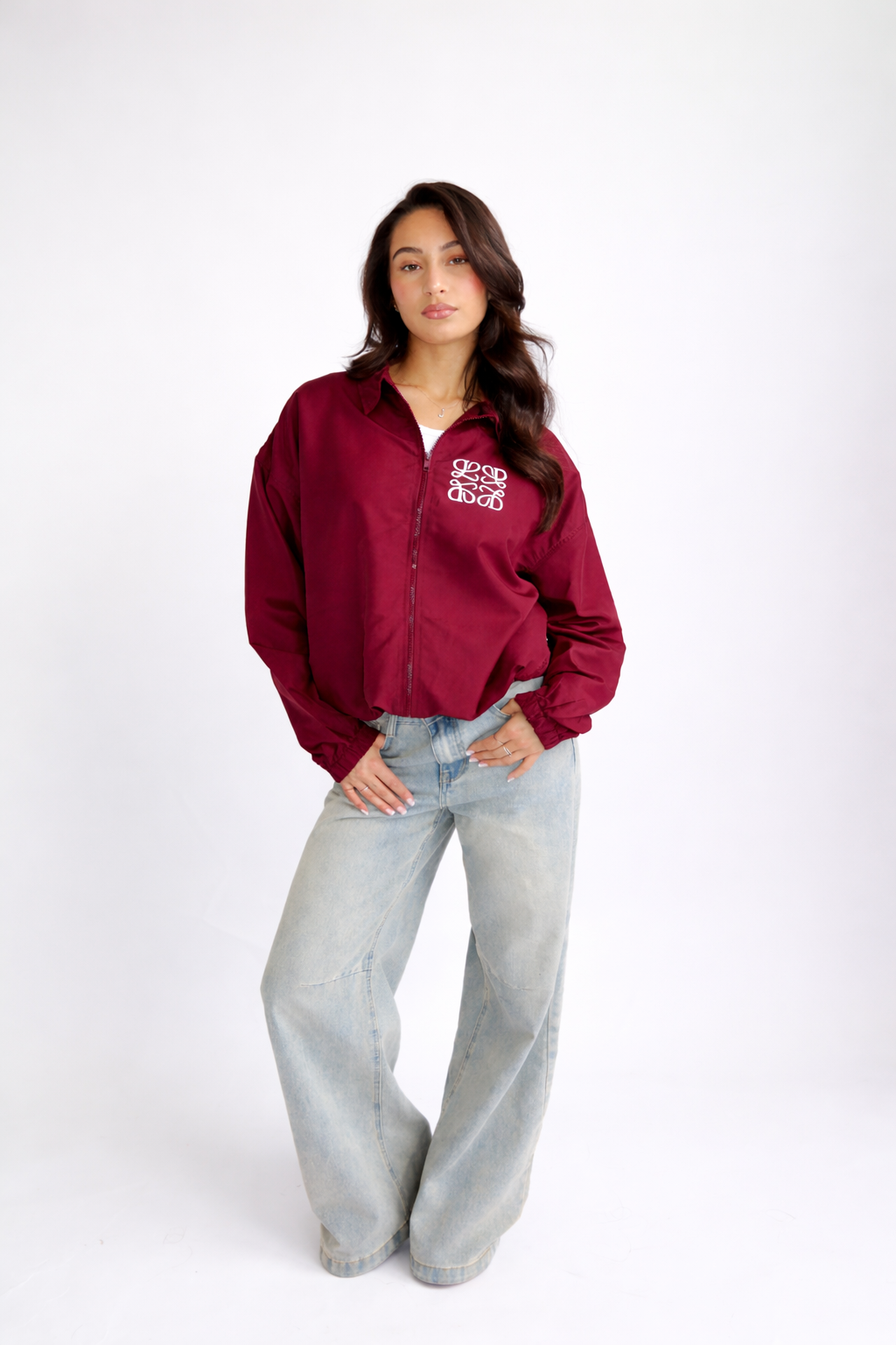 Monogram windjacket bordeaux