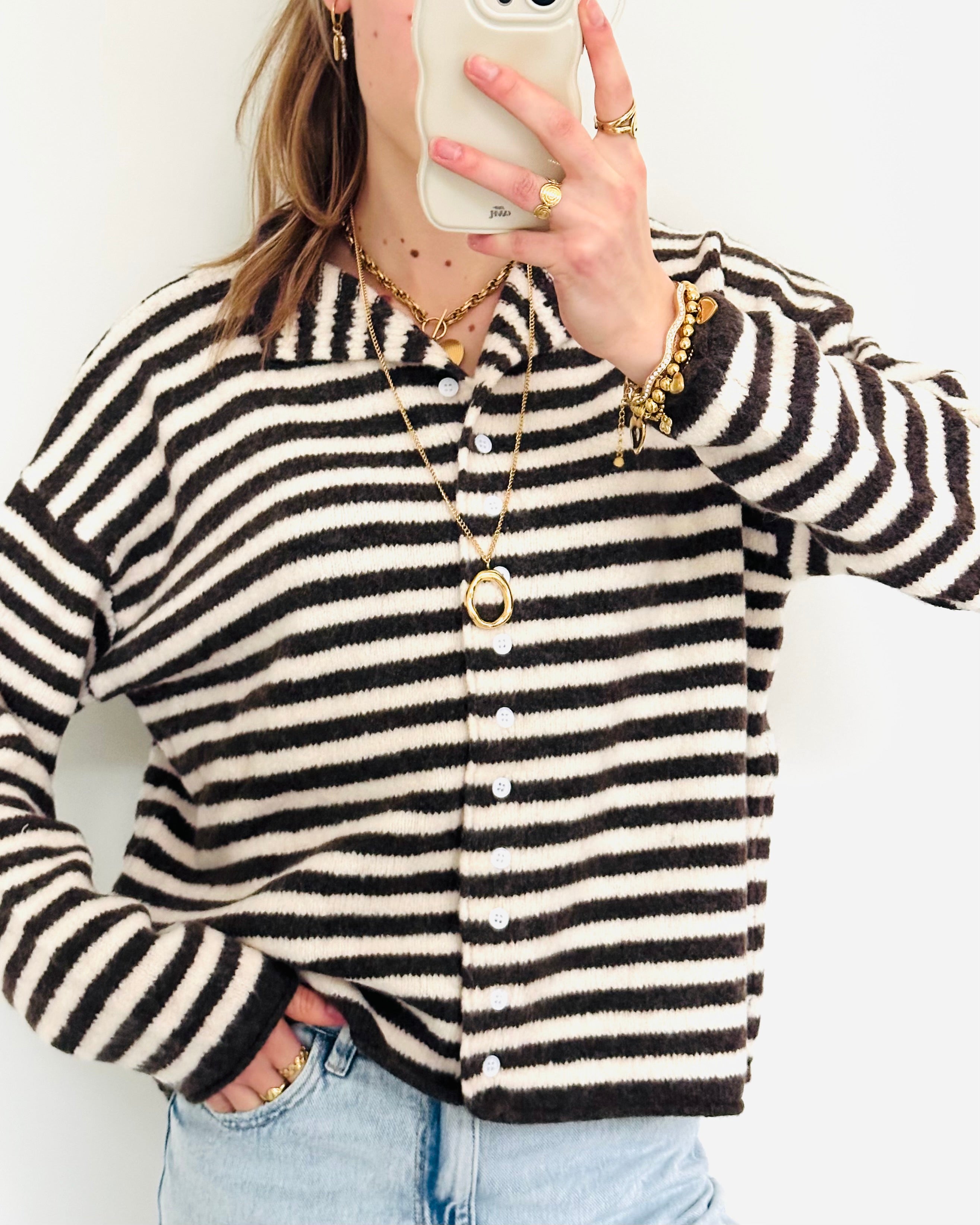 Special kaya cardigan stripe brown