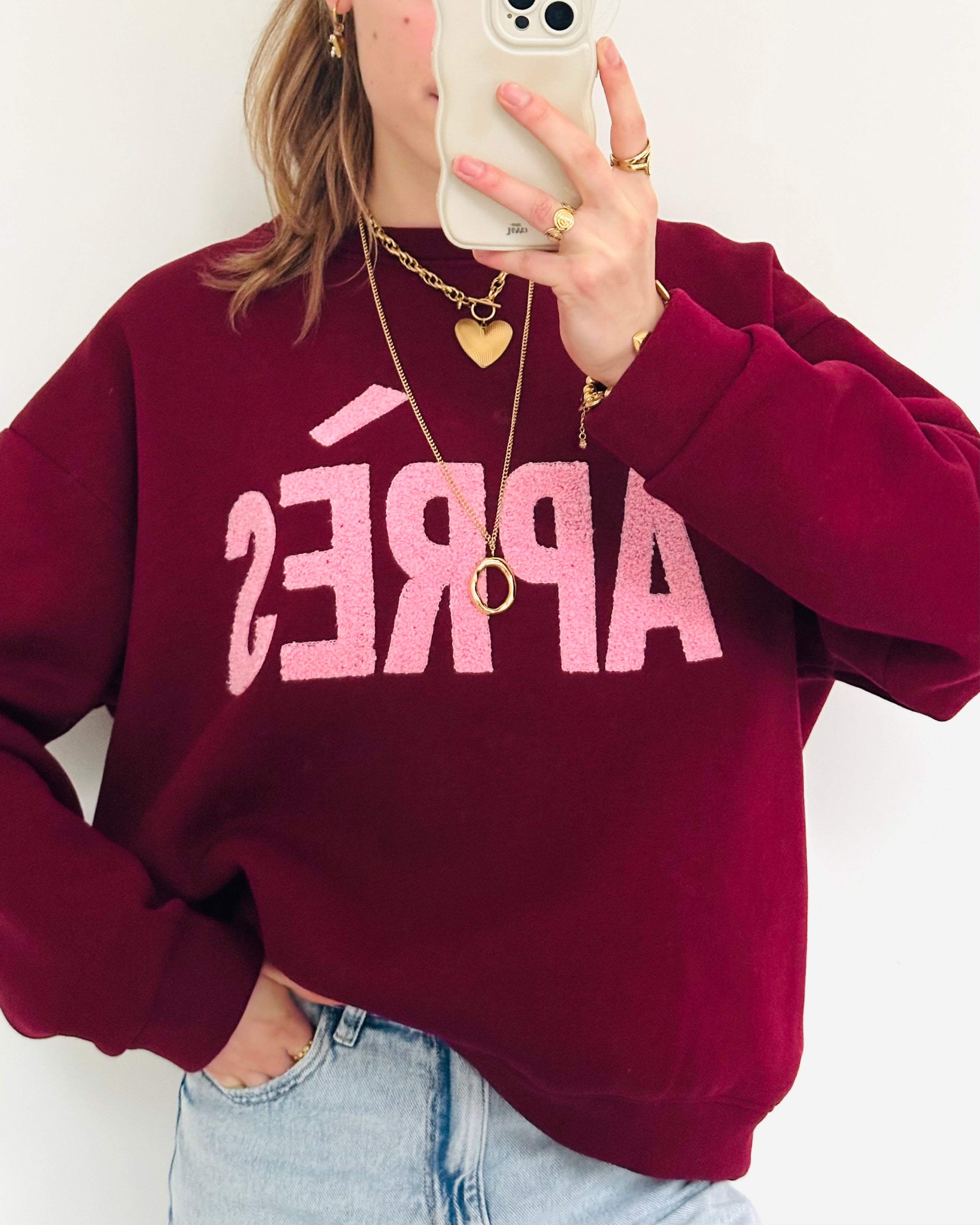 apres sweater oversized bordeaux