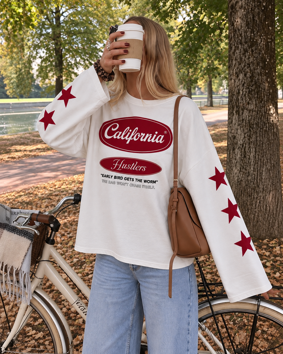California sweatshirt white bordeaux