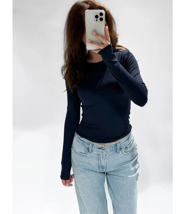 Fem top lange mouw navy