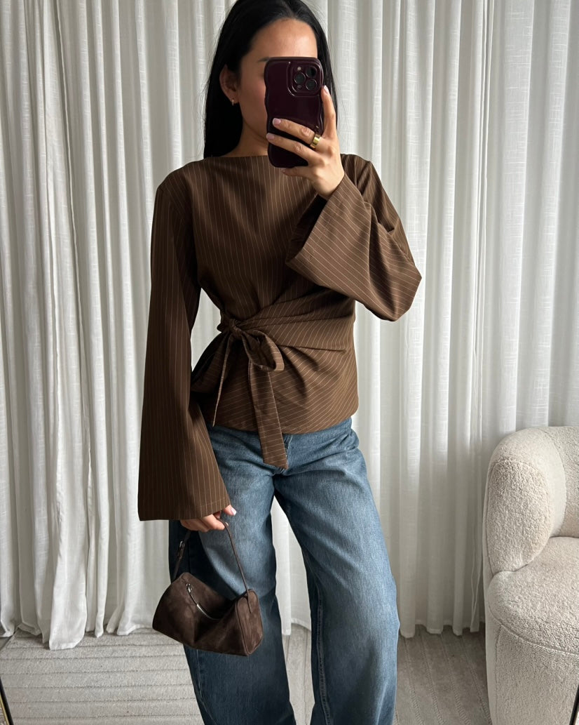 Dana deluxe top stripe brown