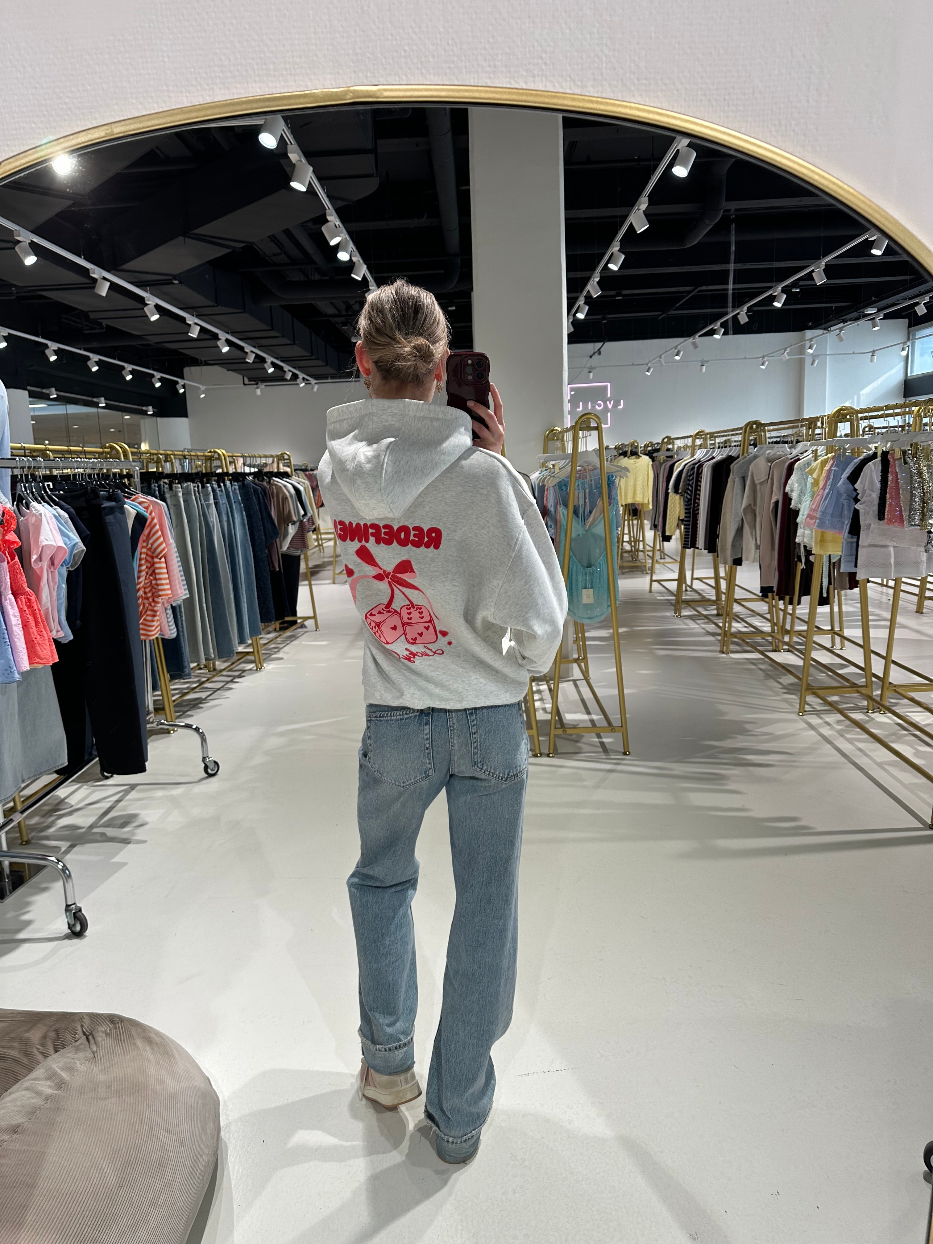 Redefined bow hoodie pink red