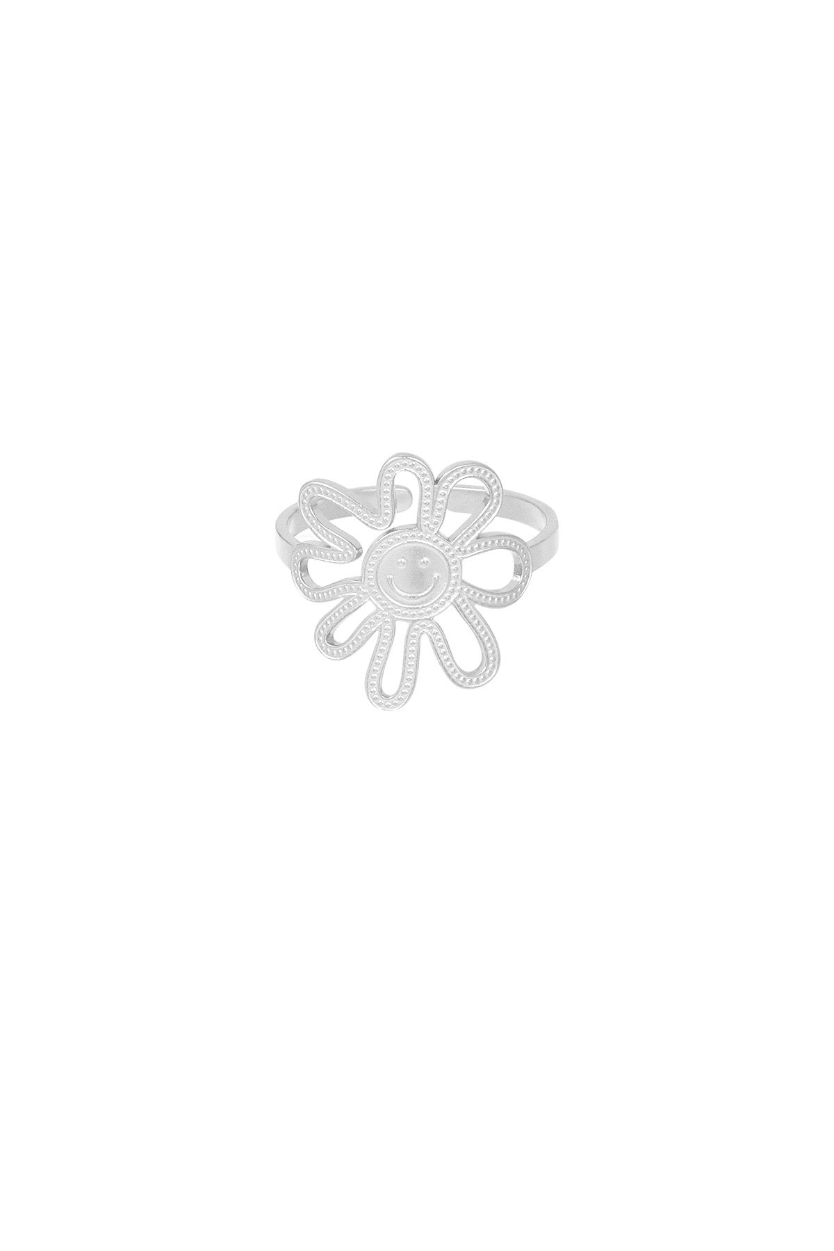 Happy flower girl ring zilver