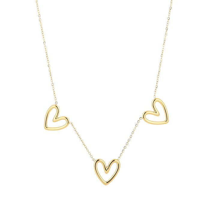 3 hartjes ketting goud