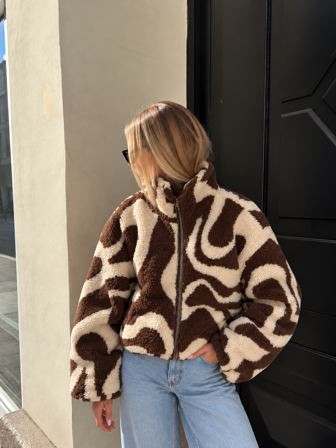 Teddy Swirl Jacket - Brown