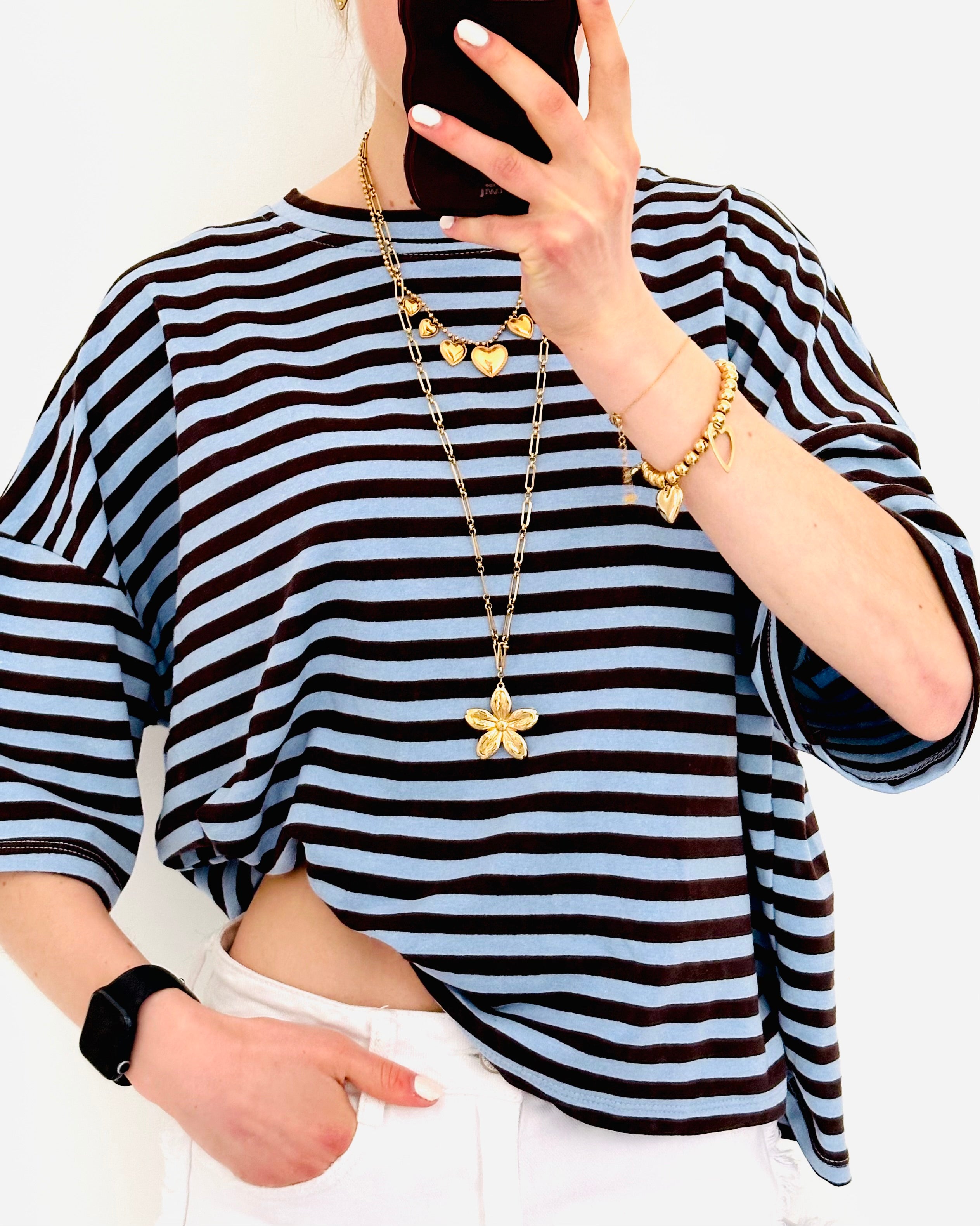 Striped shortsleeve blue brown