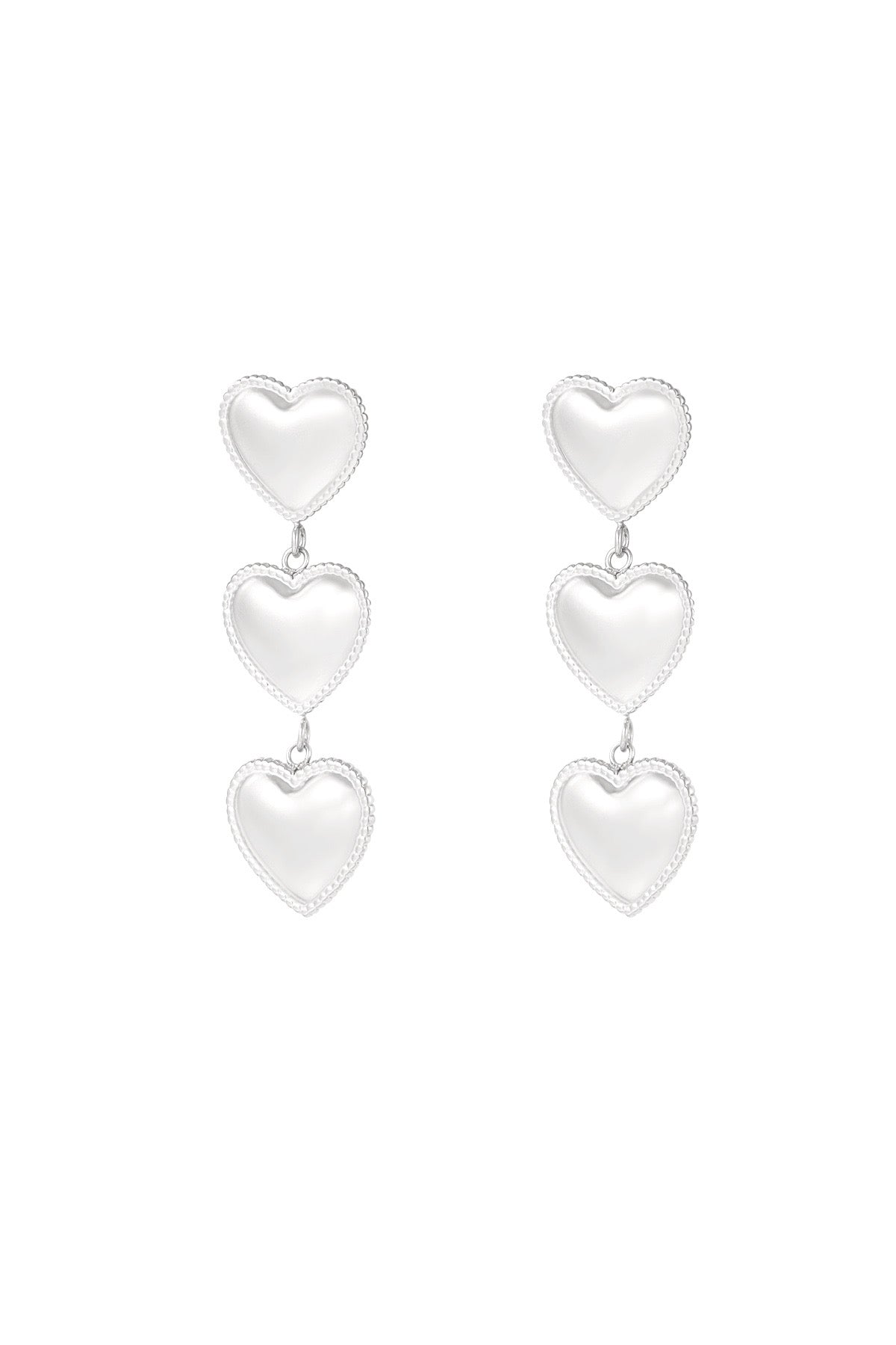 3 hearts oorbellen zilver