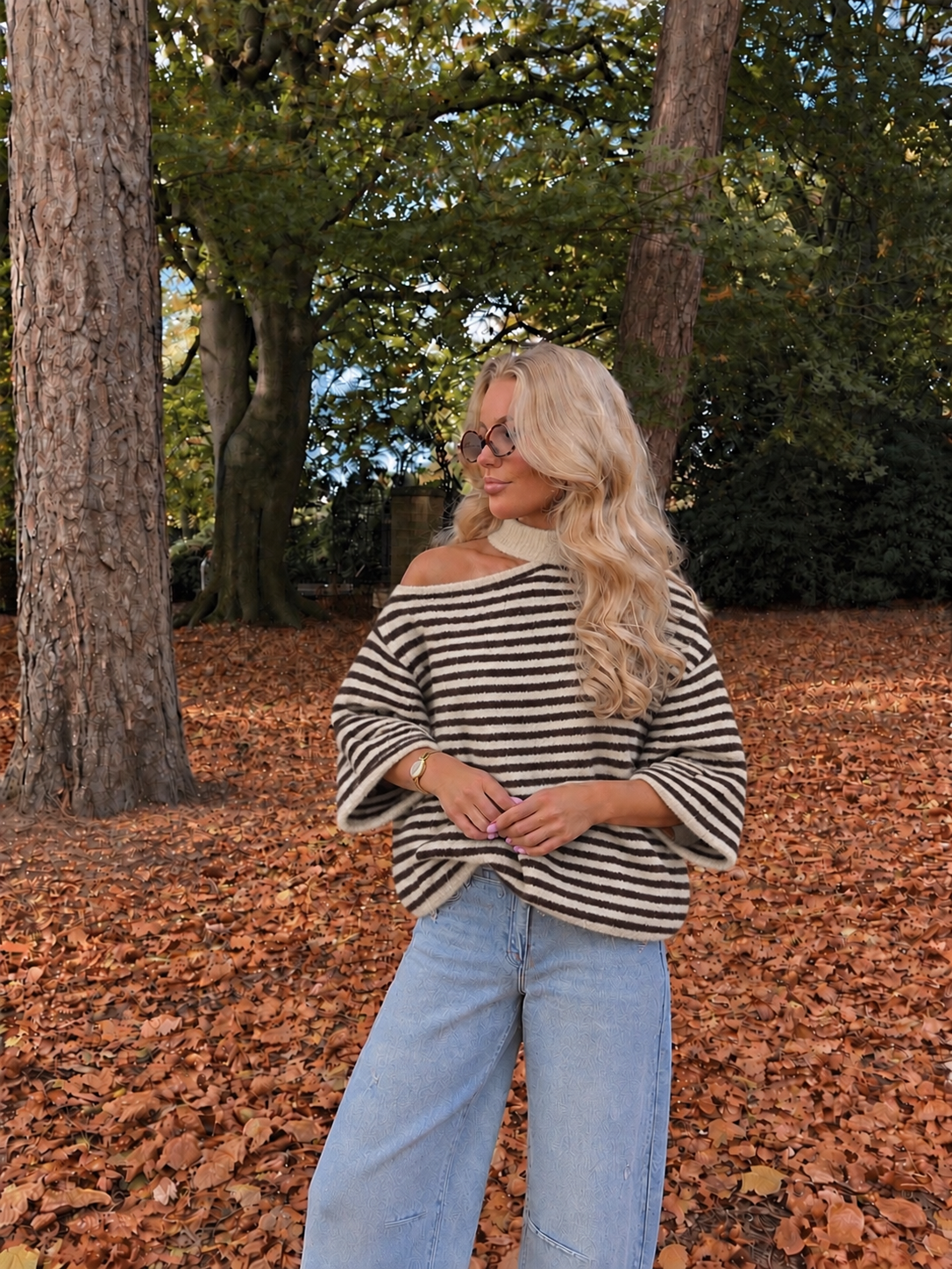 Chloé Choker Knit striped bruin wit