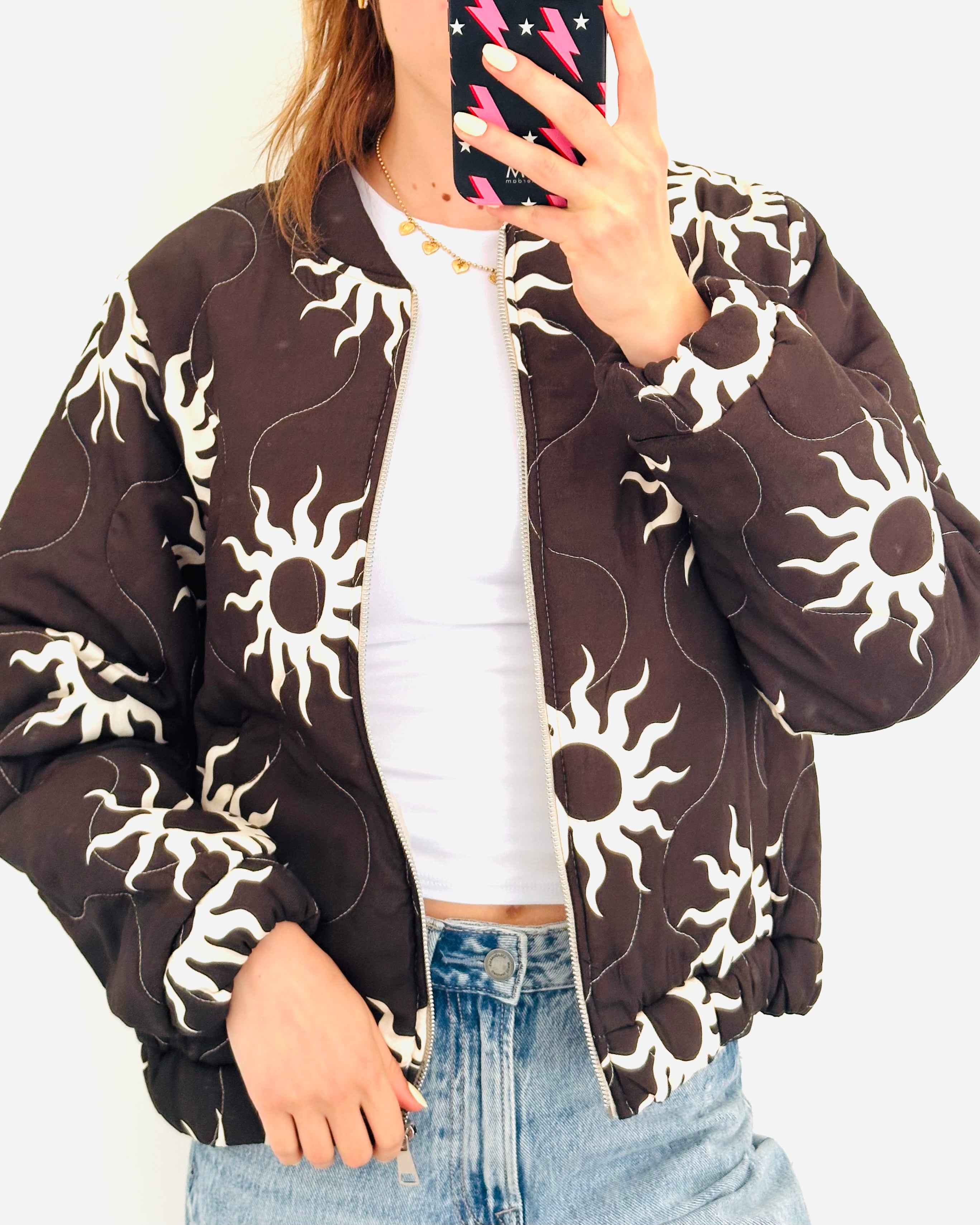 Floral jacket rits sunny bruin