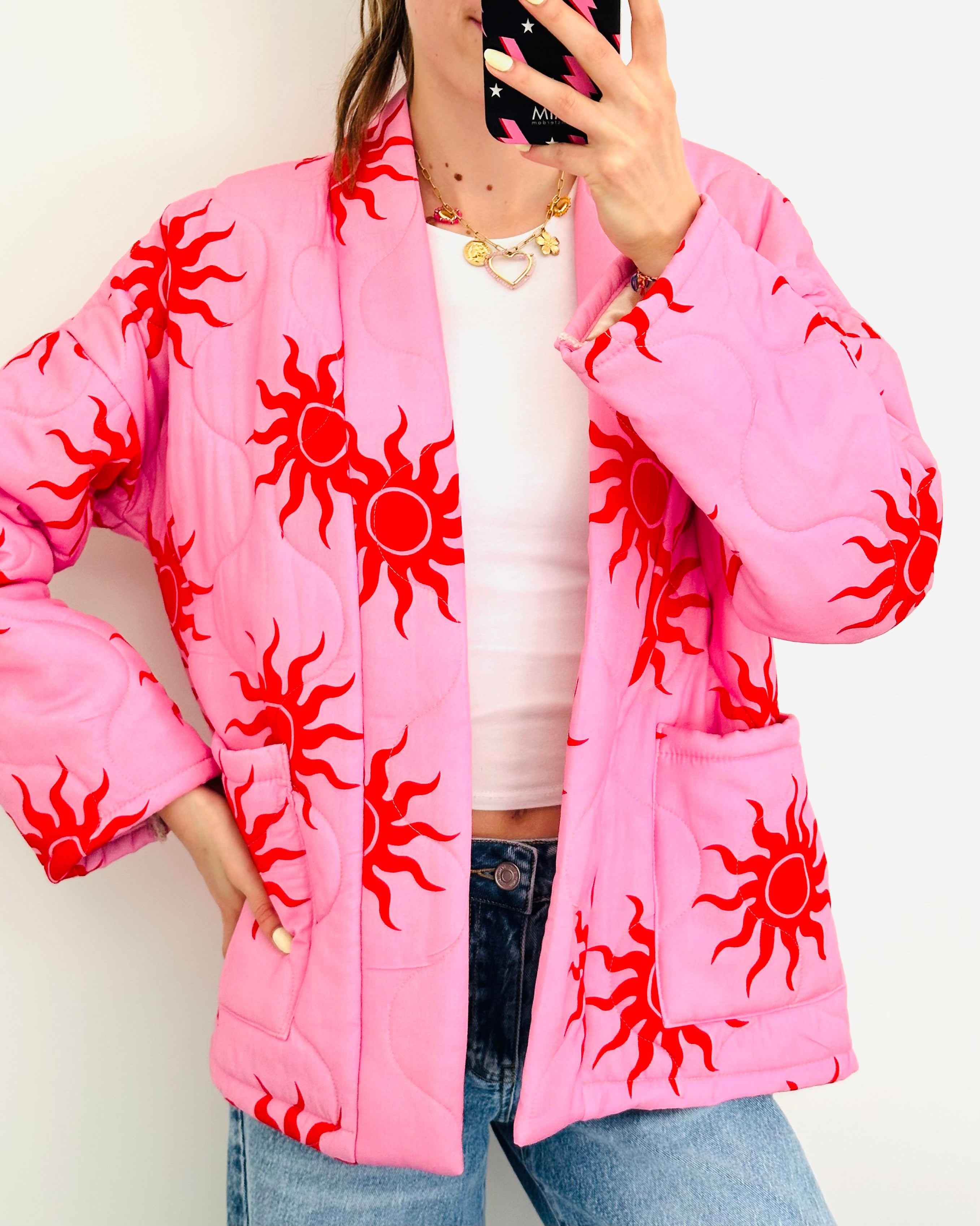 Floral jacket sunny roze rood
