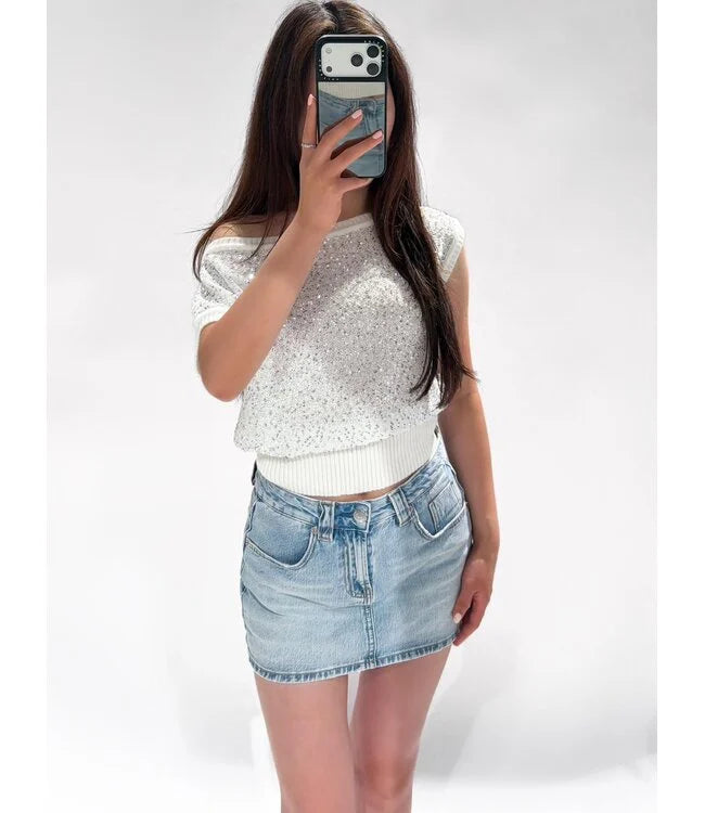 Inge top glitter wit