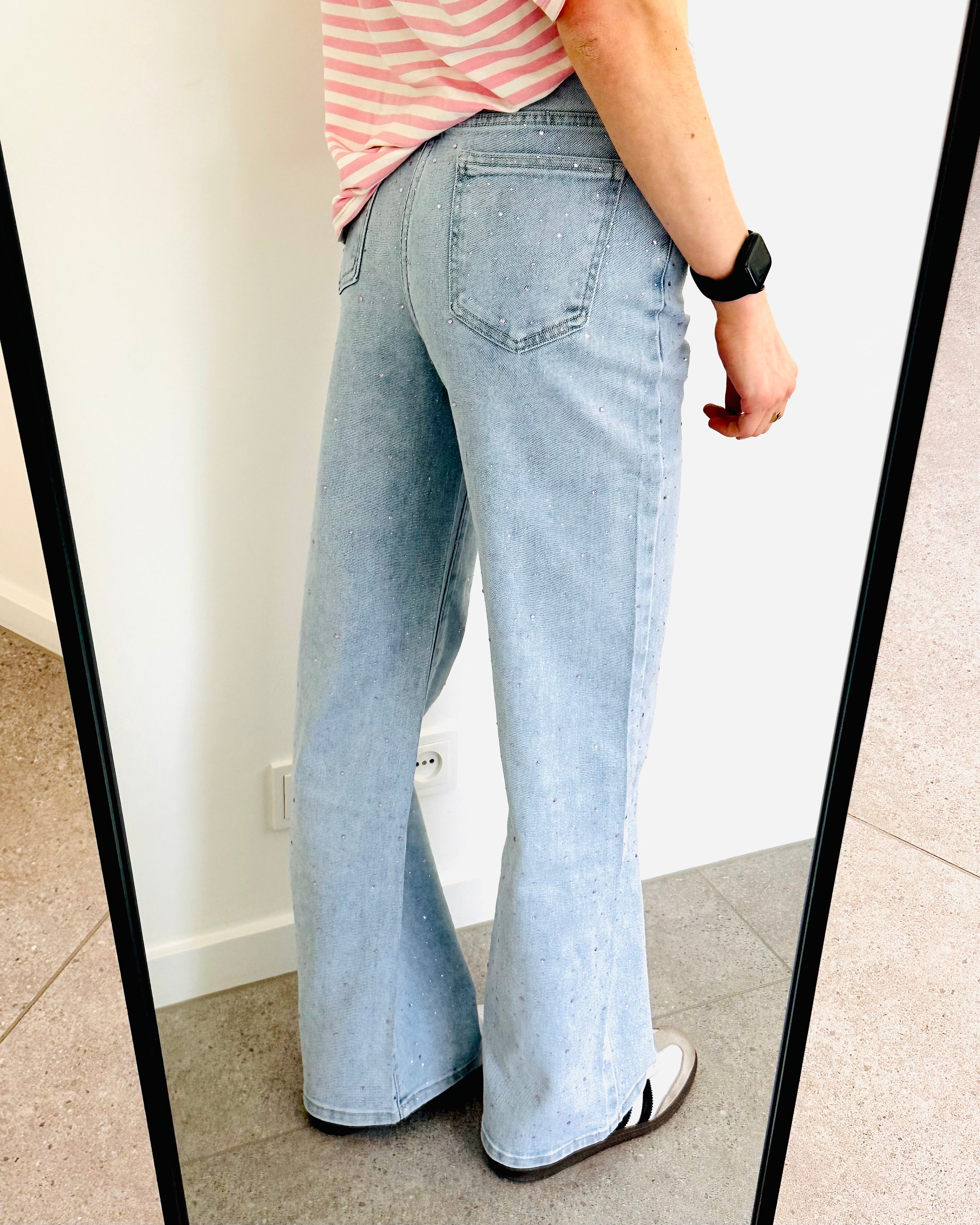 Limited glitter straight leg jeans pink