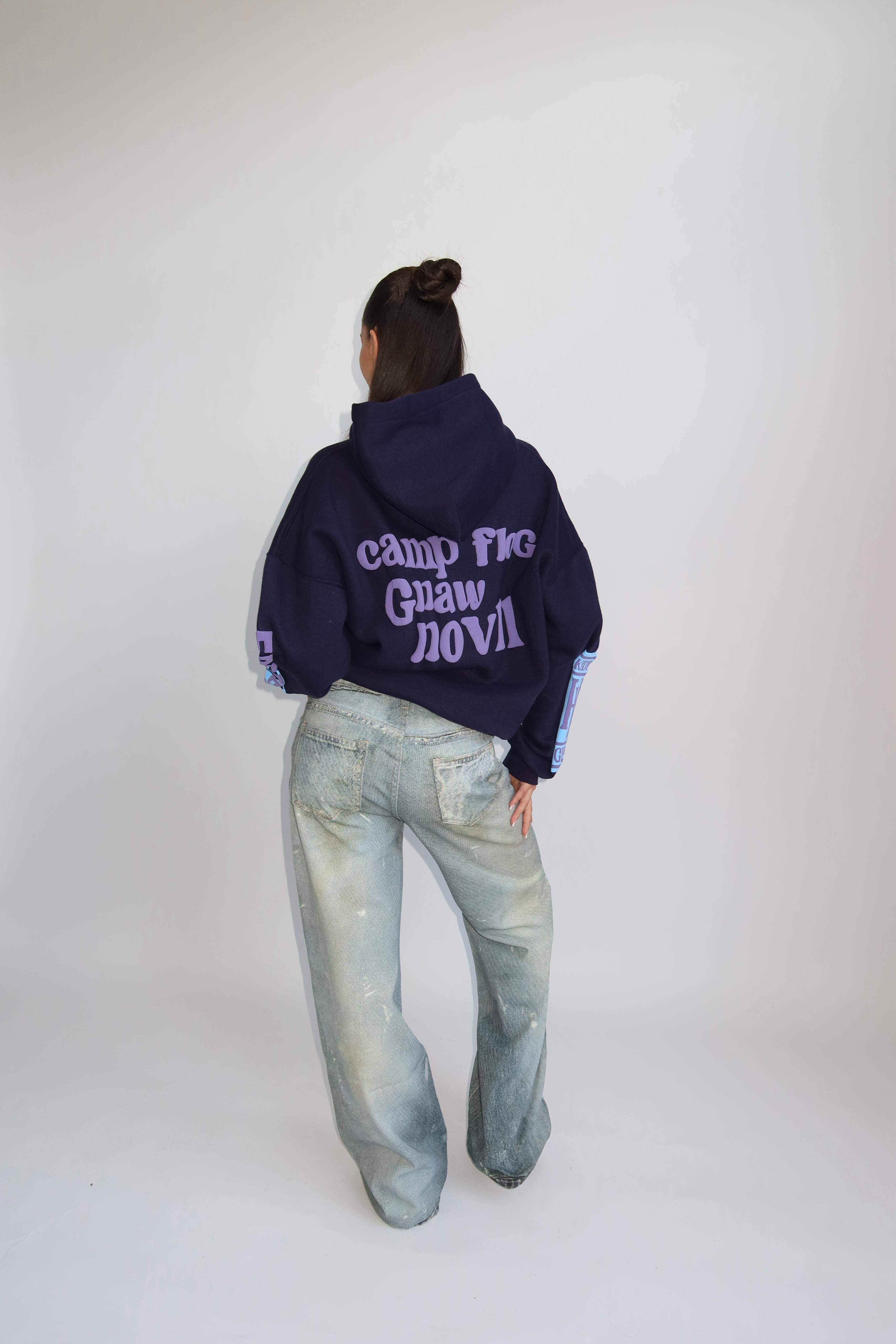 Lucky me hoodie navy purple