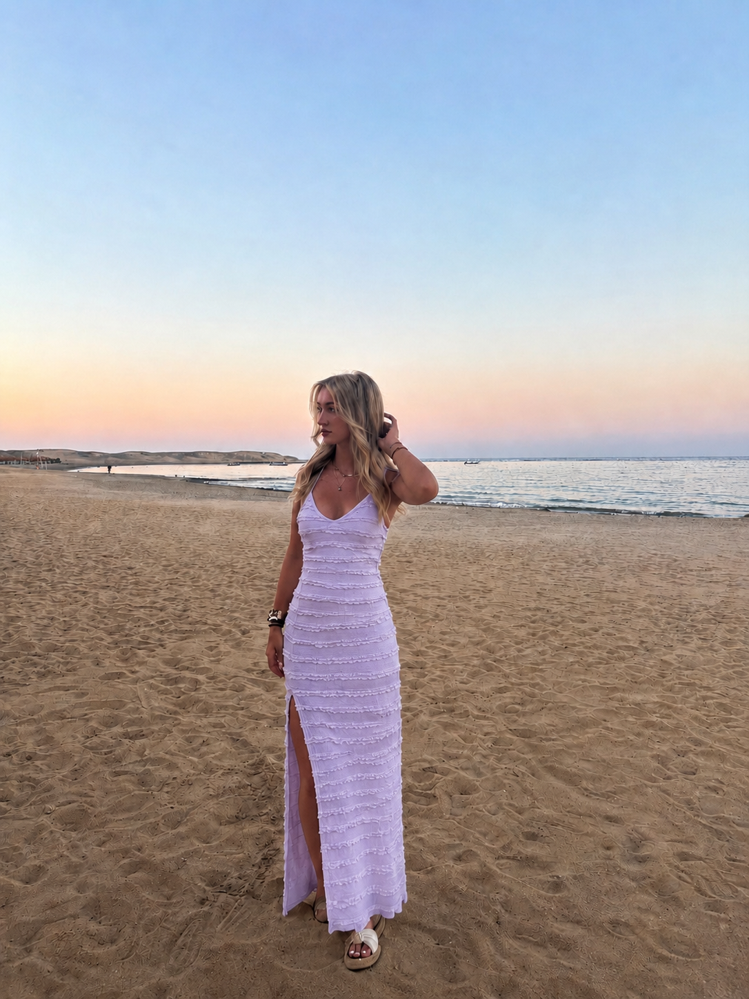 Santorini dress lang split Lila