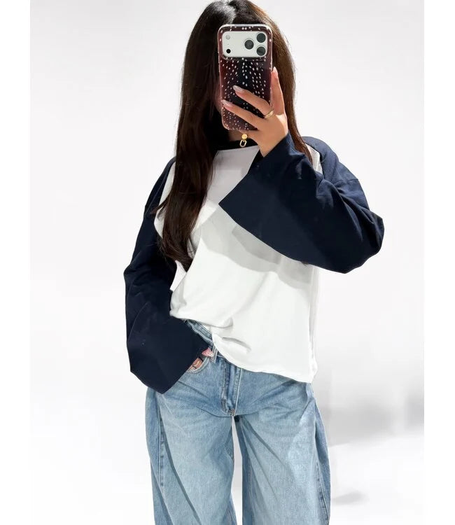Double longsleeve white navy