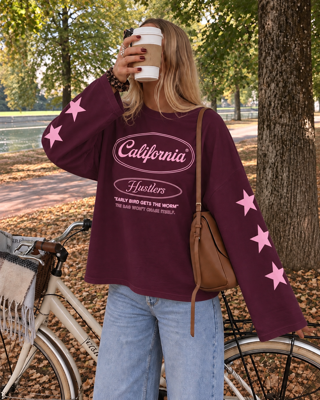 California sweatshirt burgundy pink