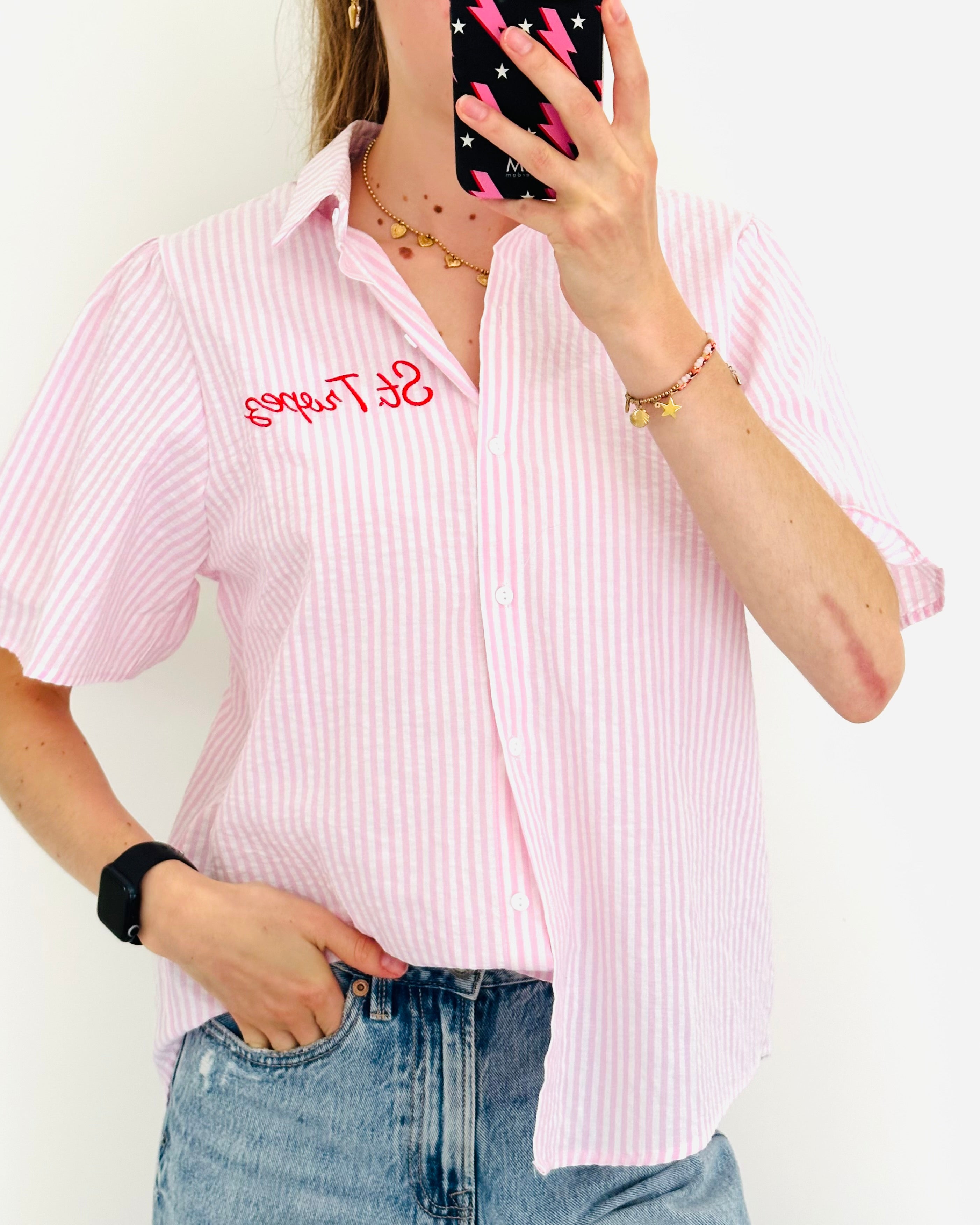 St Tropez blouse roze