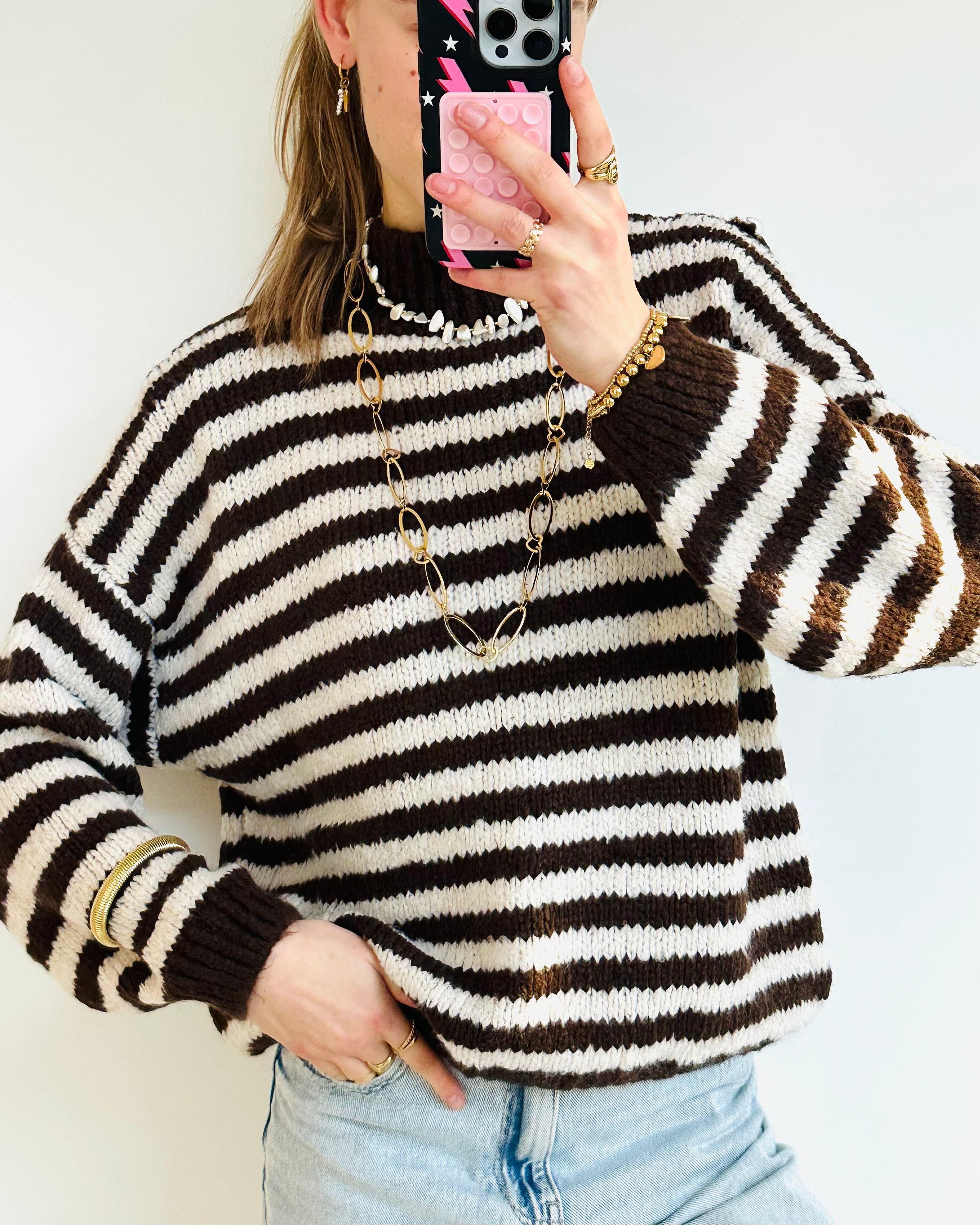 Stockholm sweater Brown white
