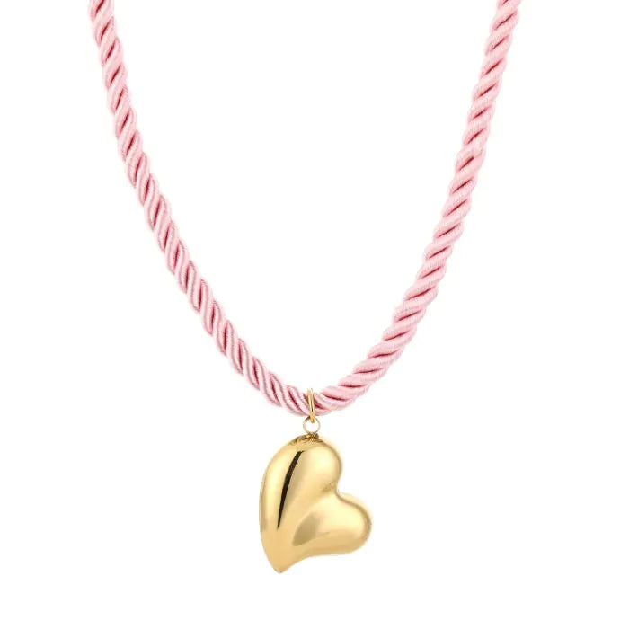 Heart rope ketting roze