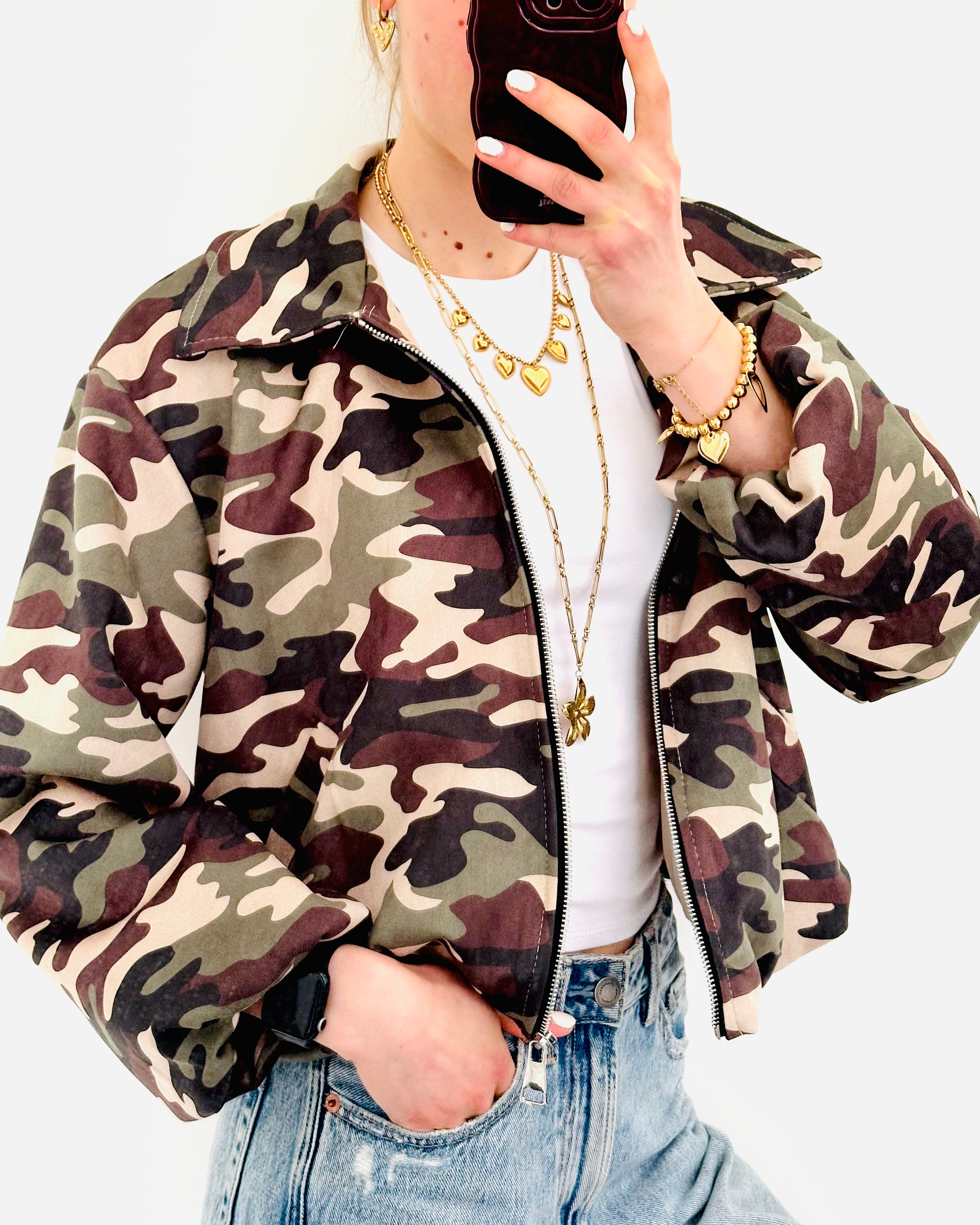 Spring jacket suede leger print