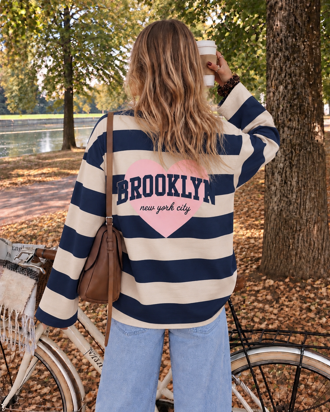 Brooklyn sweatshirt brown - Navy/Cream