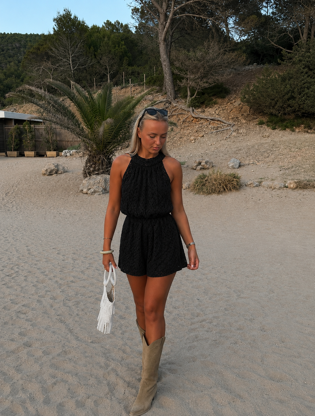 Wavy playsuit zwart