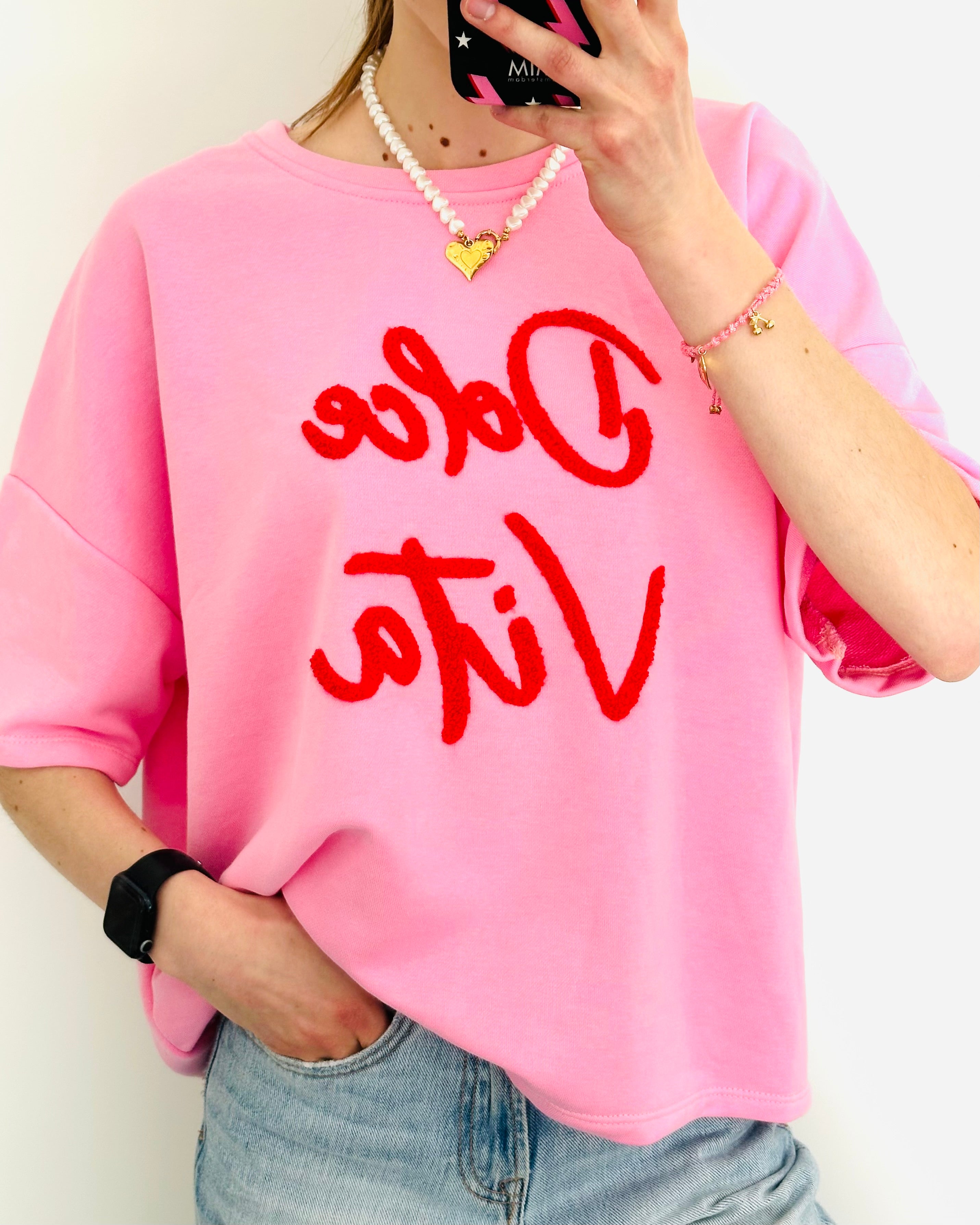 Oversized sweater shirt roze